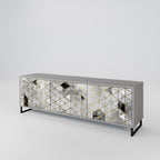 ASHEN ARIA 3-Door TV Stand in Grey Finish