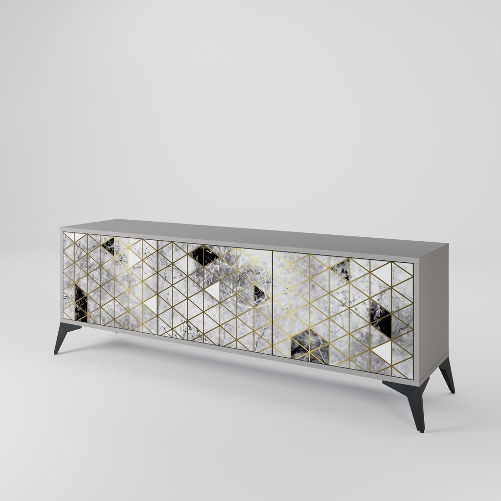 ASHEN ARIA 3-Door TV Stand in Grey Finish