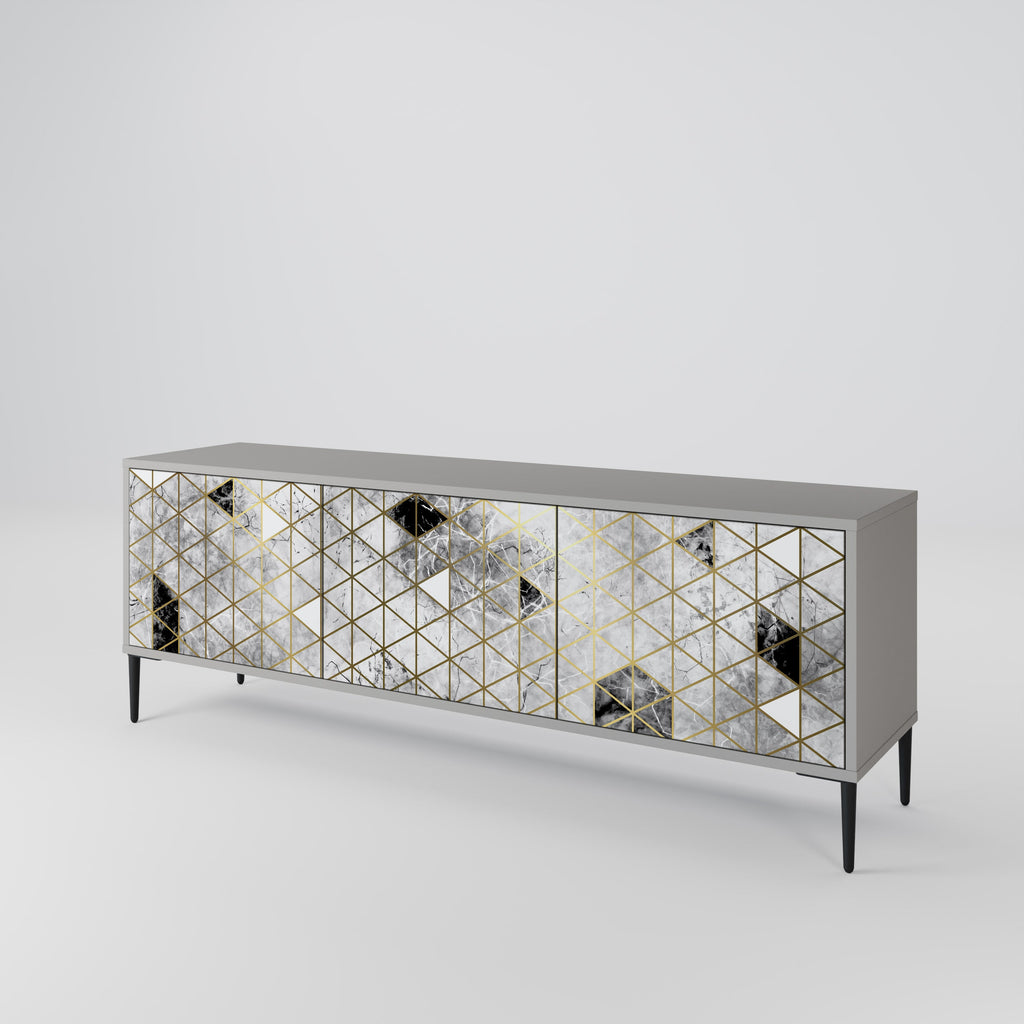 ASHEN ARIA 3-Door TV Stand in Grey Finish