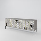 ASHEN ARIA 3-Door TV Stand in Grey Finish