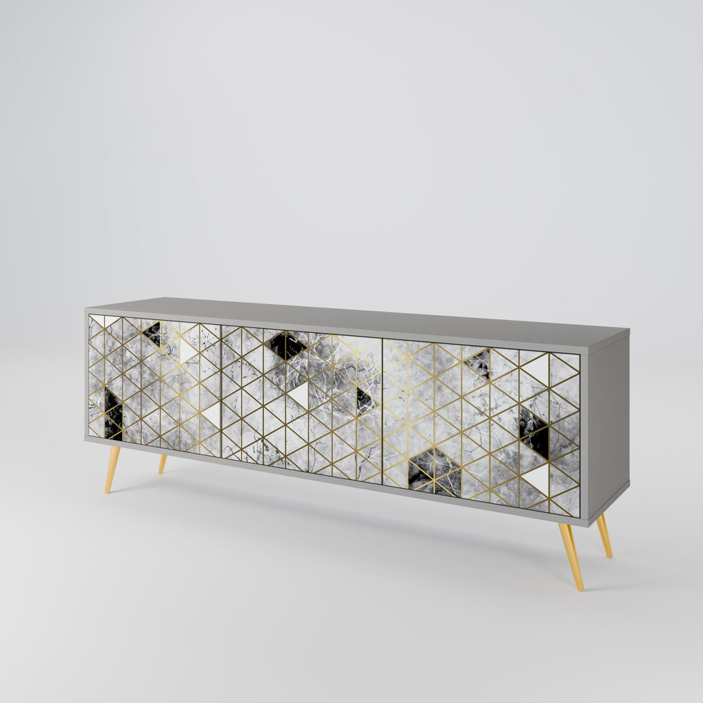 ASHEN ARIA 3-Door TV Stand in Grey Finish