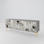 ASHEN ARIA 3-Door TV Stand in Grey Finish