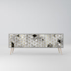 ASHEN ARIA 3-Door TV Stand in Grey Finish