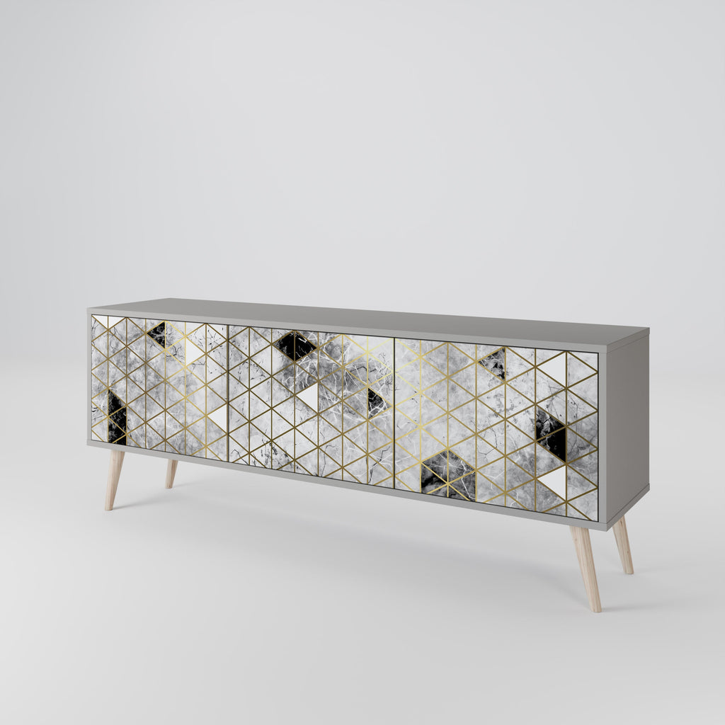 ASHEN ARIA 3-Door TV Stand in Grey Finish