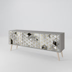 ASHEN ARIA 3-Door TV Stand in Grey Finish