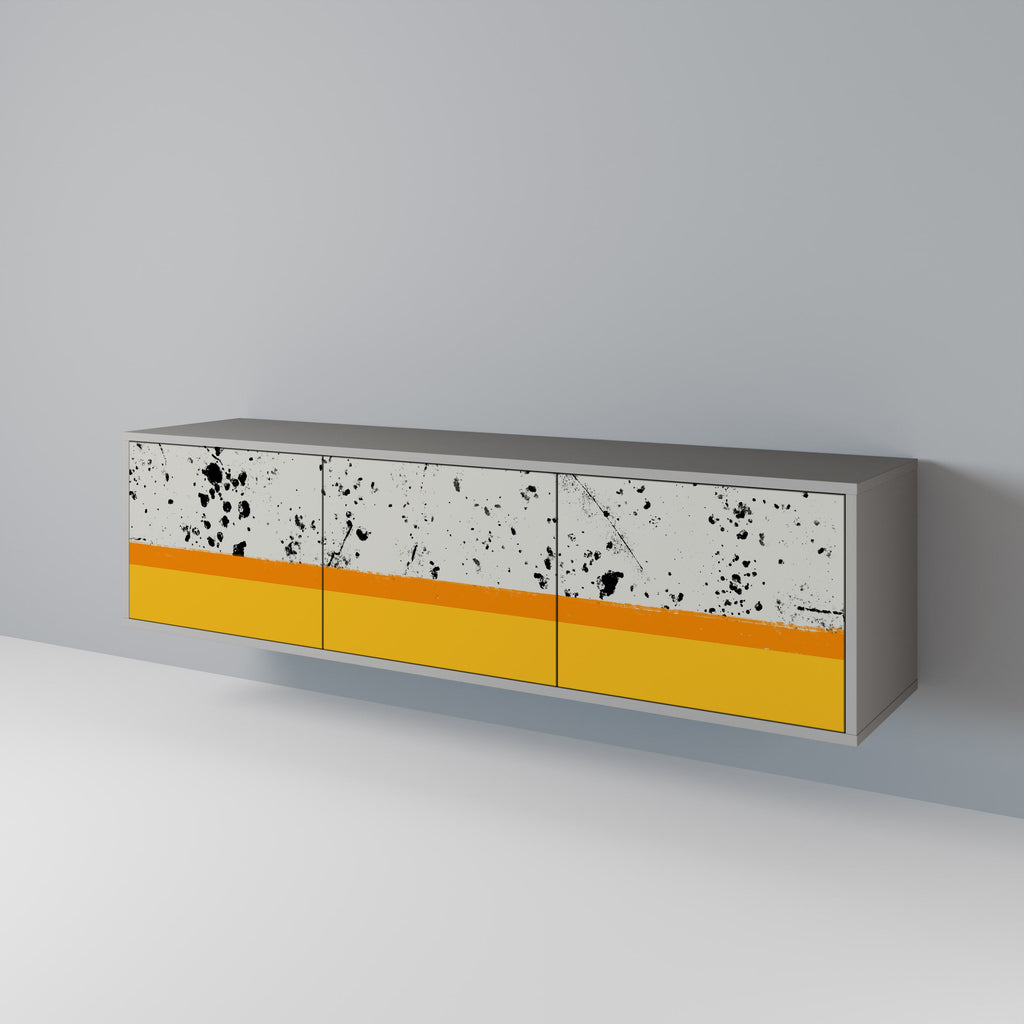 DYED BY ORANGE 3-Door TV Stand in Grey Finish