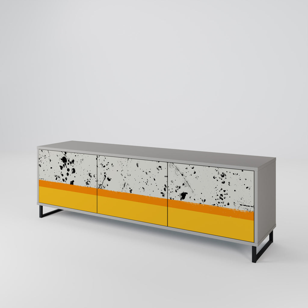 DYED BY ORANGE 3-Door TV Stand in Grey Finish