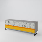 DYED BY ORANGE 3-Door TV Stand in Grey Finish