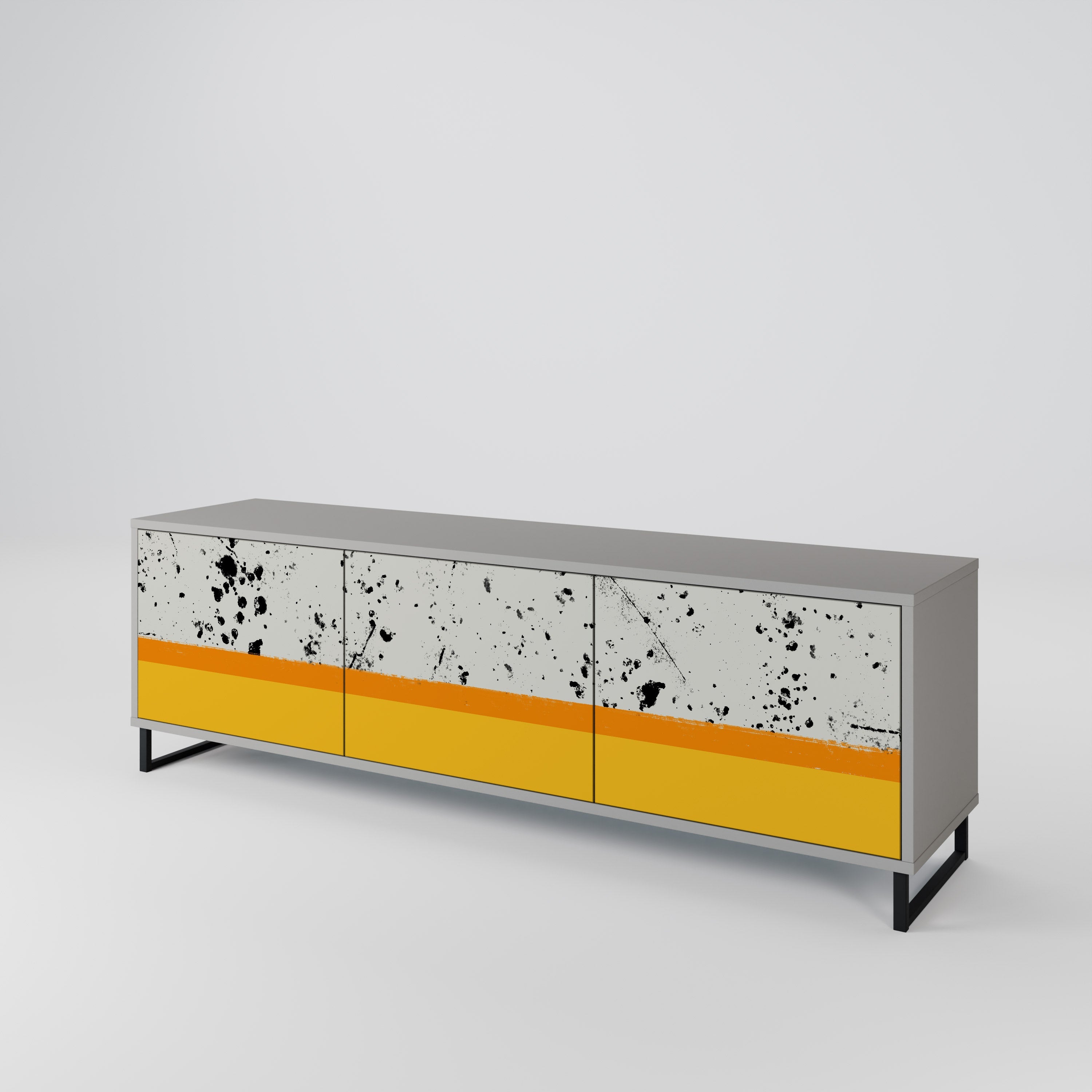 DYED BY ORANGE 3-Door TV Stand in Grey Finish