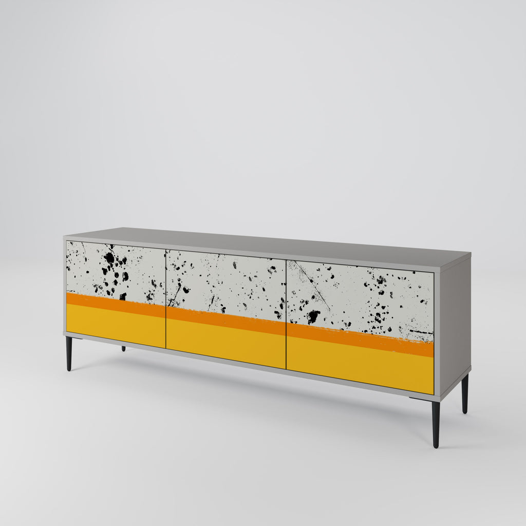 DYED BY ORANGE 3-Door TV Stand in Grey Finish