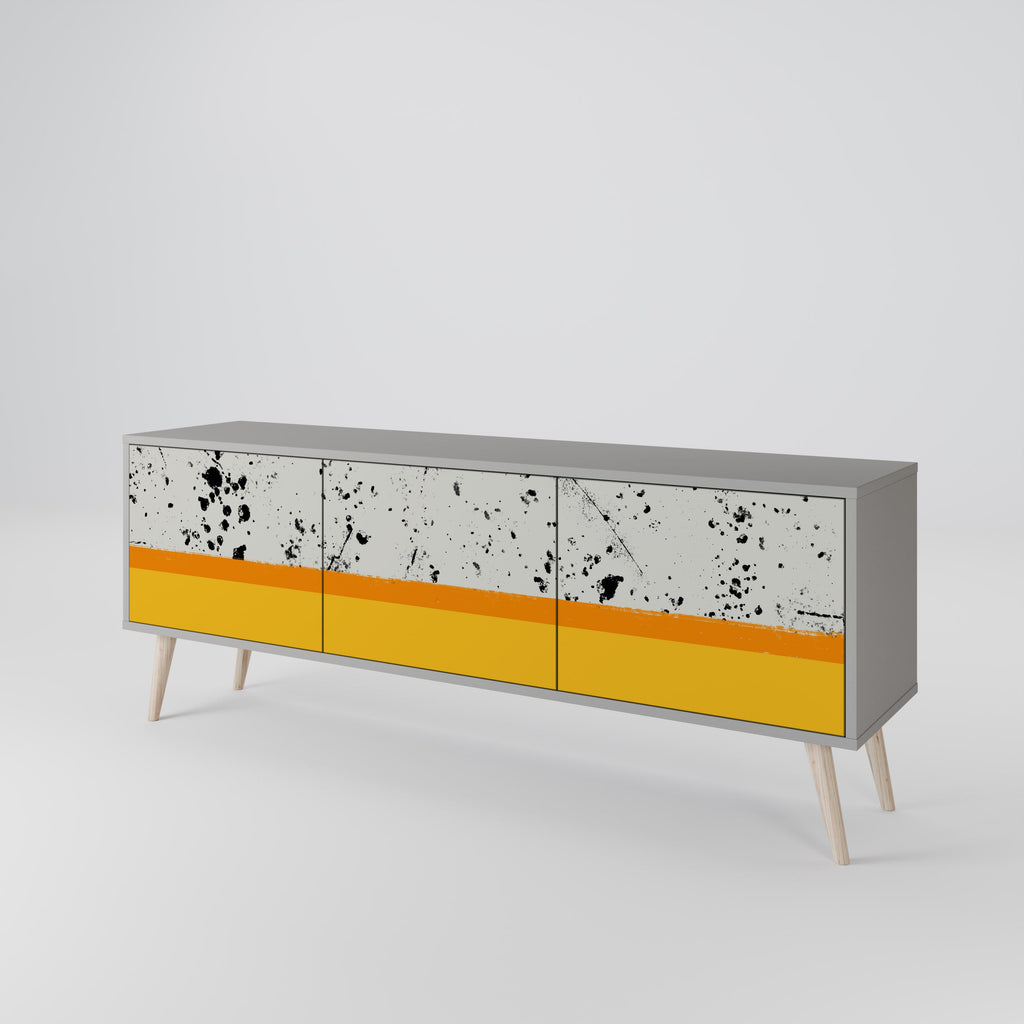 DYED BY ORANGE 3-Door TV Stand in Grey Finish