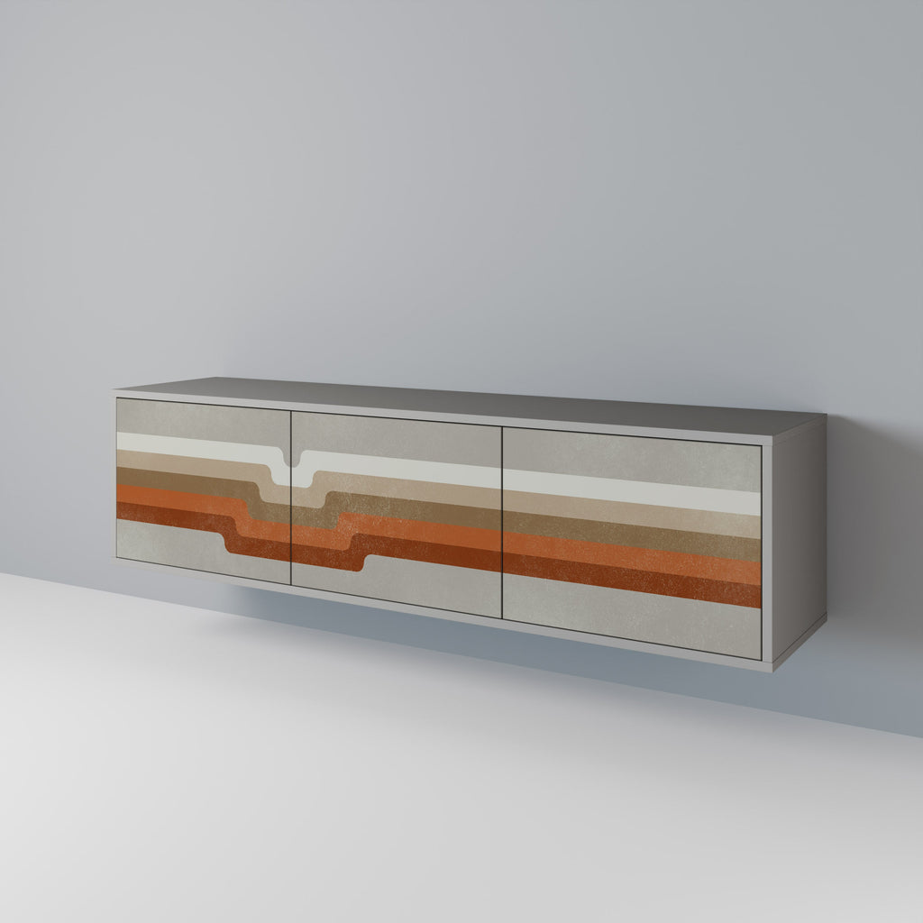 PECULIAR TRAIL 3-Door TV Stand in Grey Finish