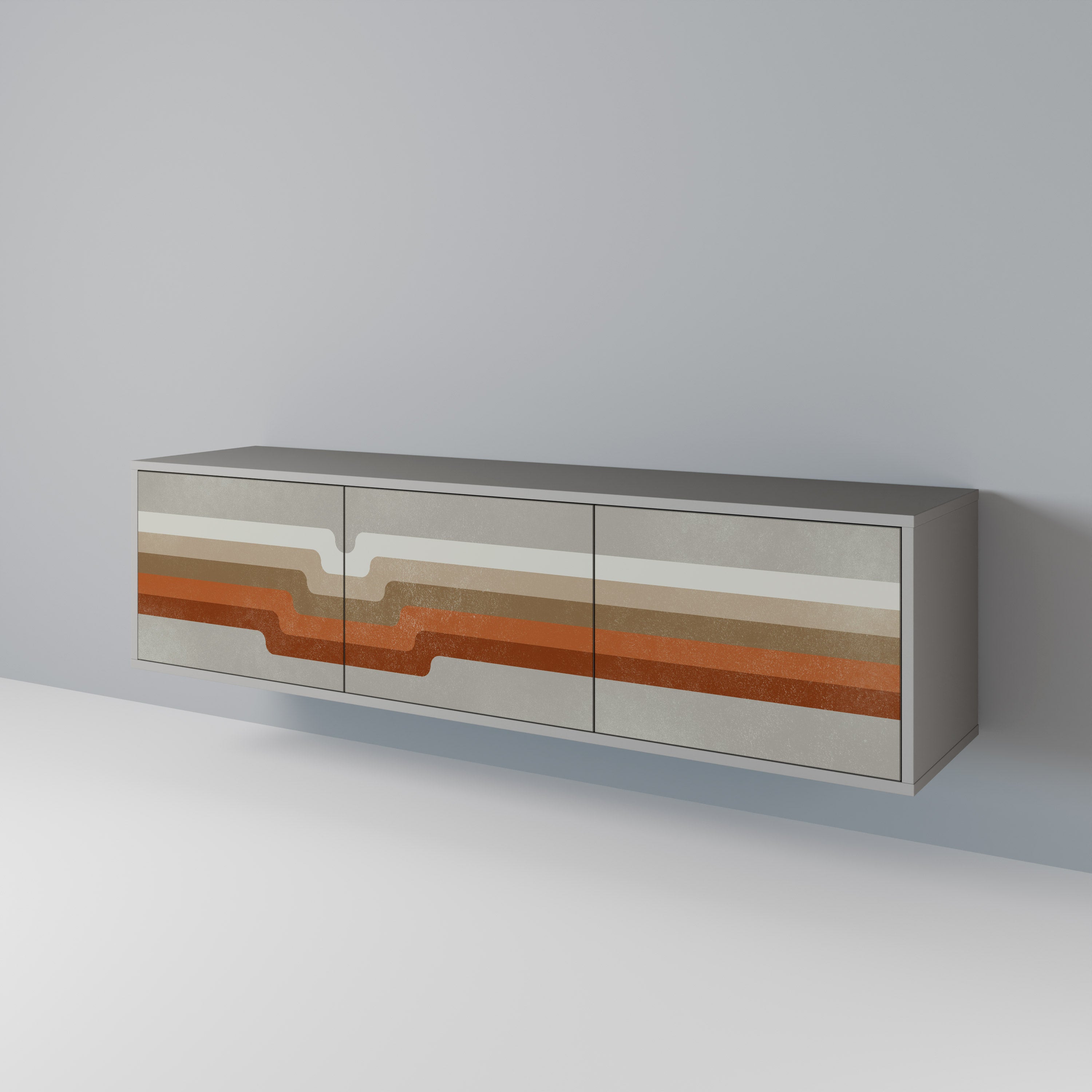 PECULIAR TRAIL 3-Door TV Stand in Grey Finish