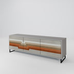 PECULIAR TRAIL 3-Door TV Stand in Grey Finish