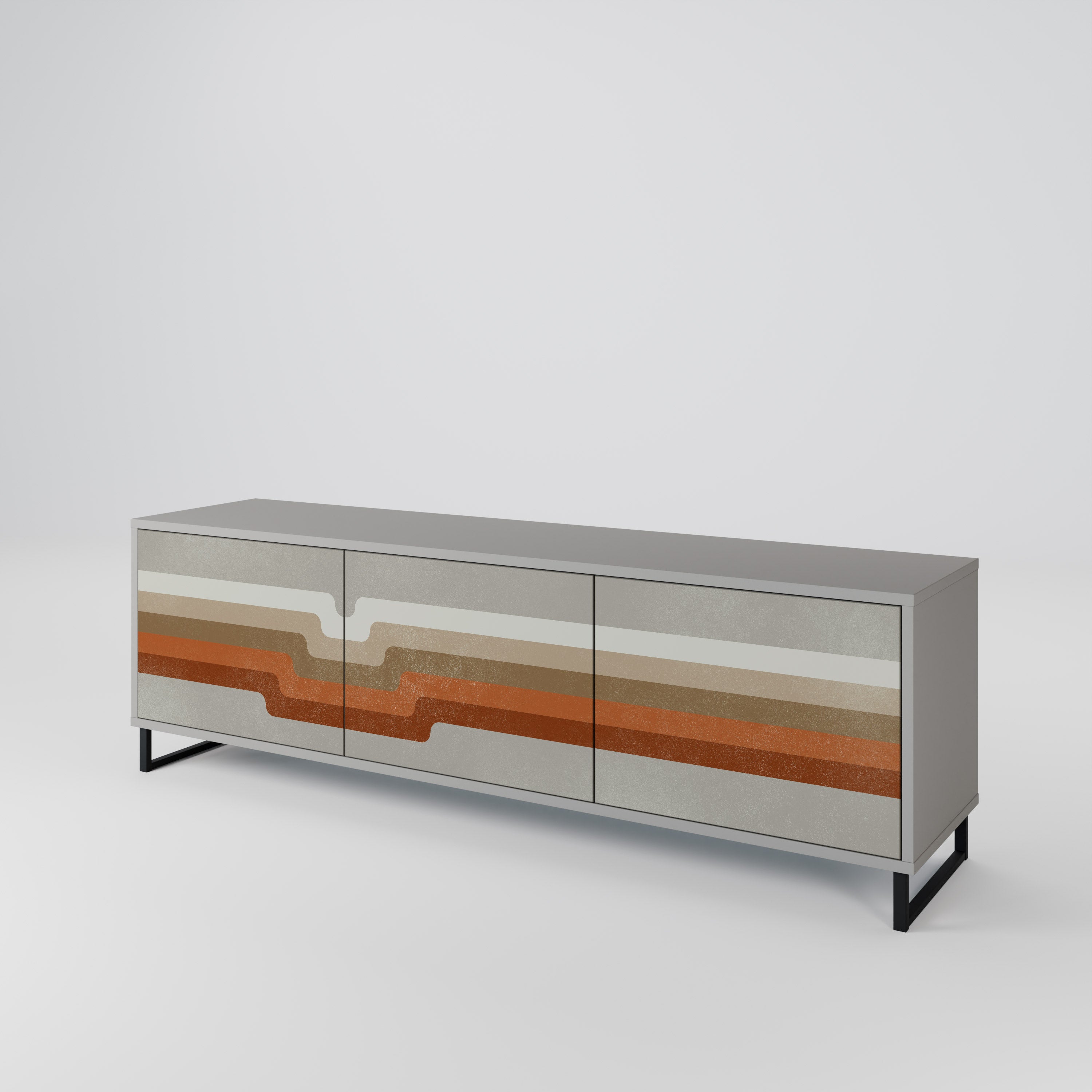 PECULIAR TRAIL 3-Door TV Stand in Grey Finish