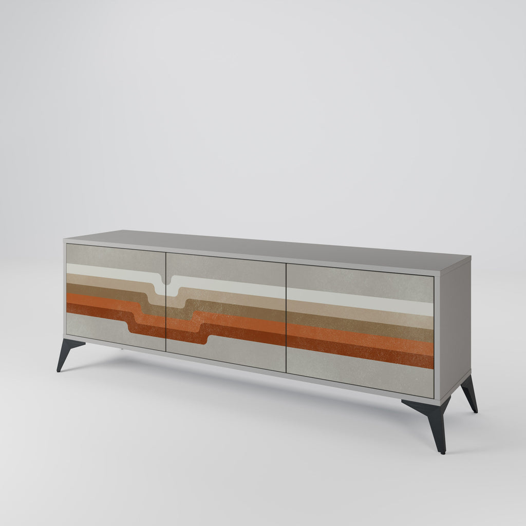 PECULIAR TRAIL 3-Door TV Stand in Grey Finish