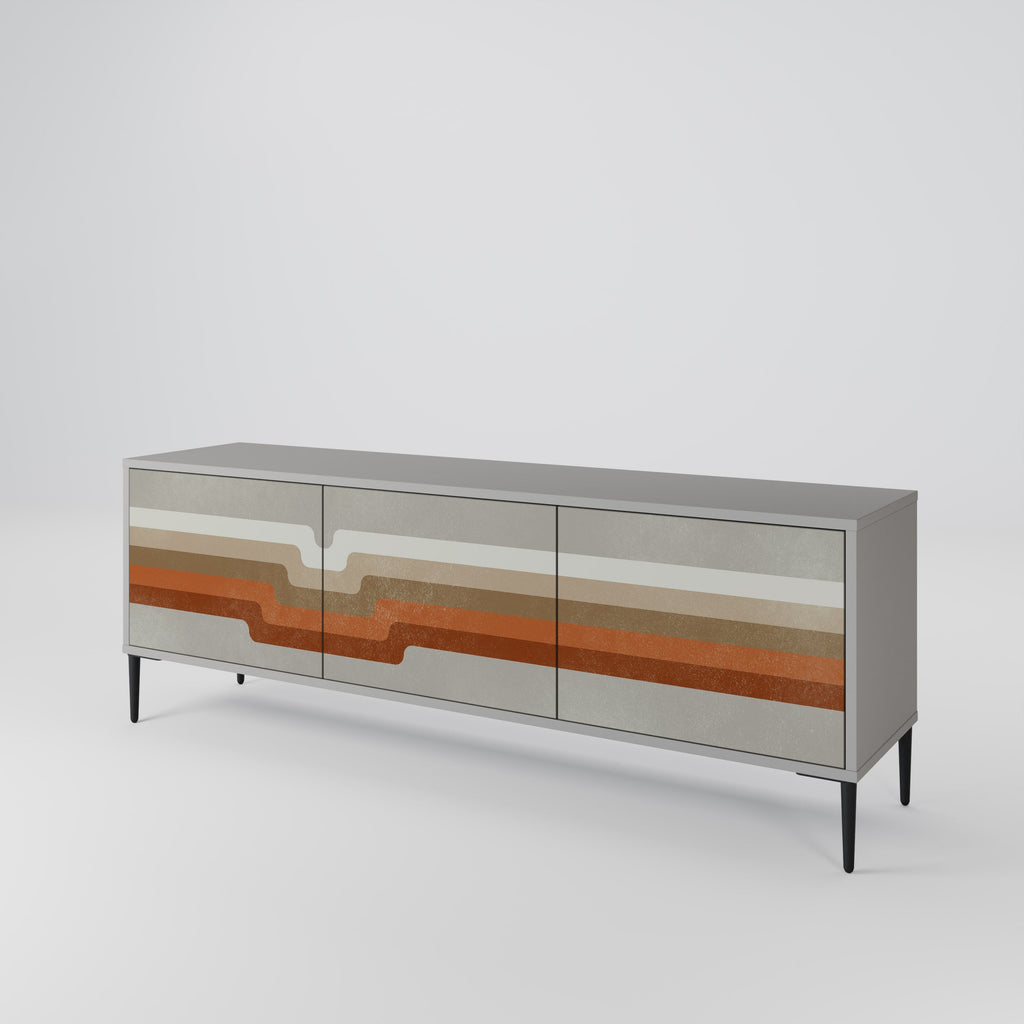 PECULIAR TRAIL 3-Door TV Stand in Grey Finish