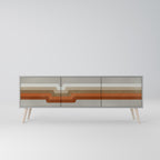 PECULIAR TRAIL 3-Door TV Stand in Grey Finish