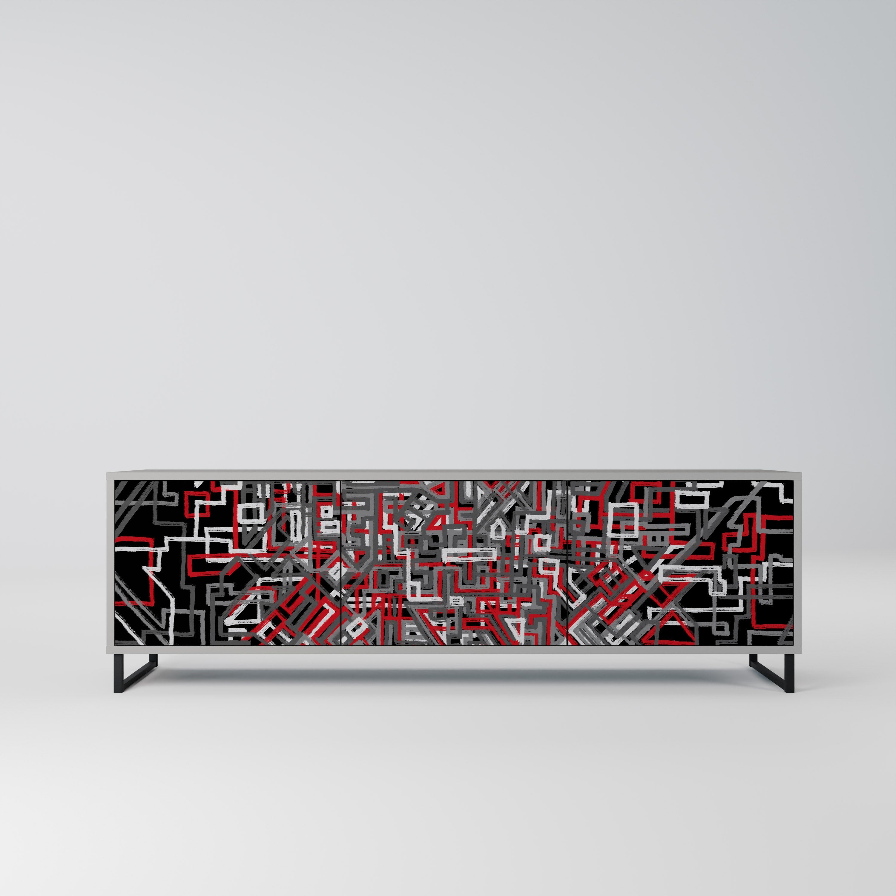 BROKEN LINES TV-Lowboard mit 3 Türen in Grau