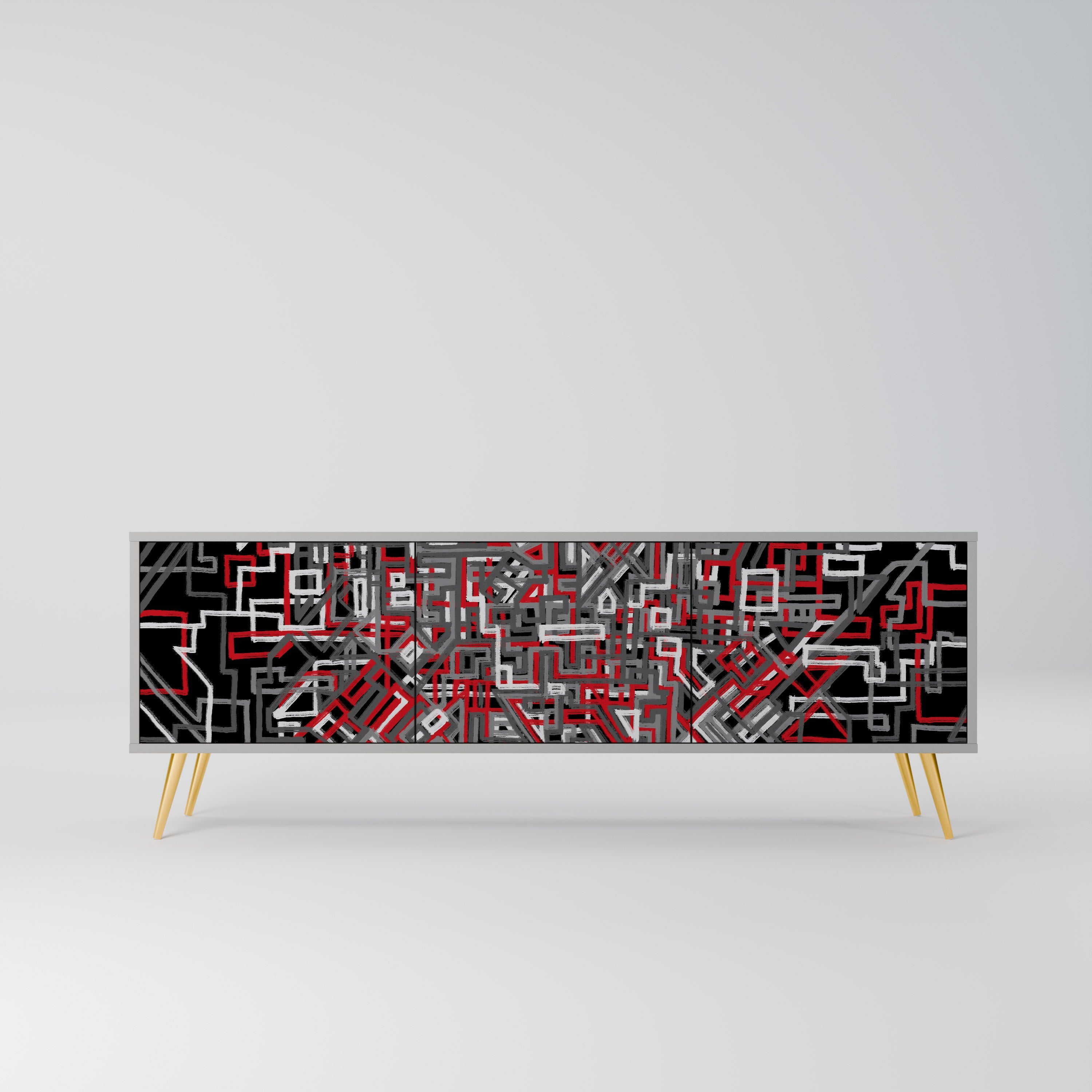 BROKEN LINES TV-Lowboard mit 3 Türen in Grau