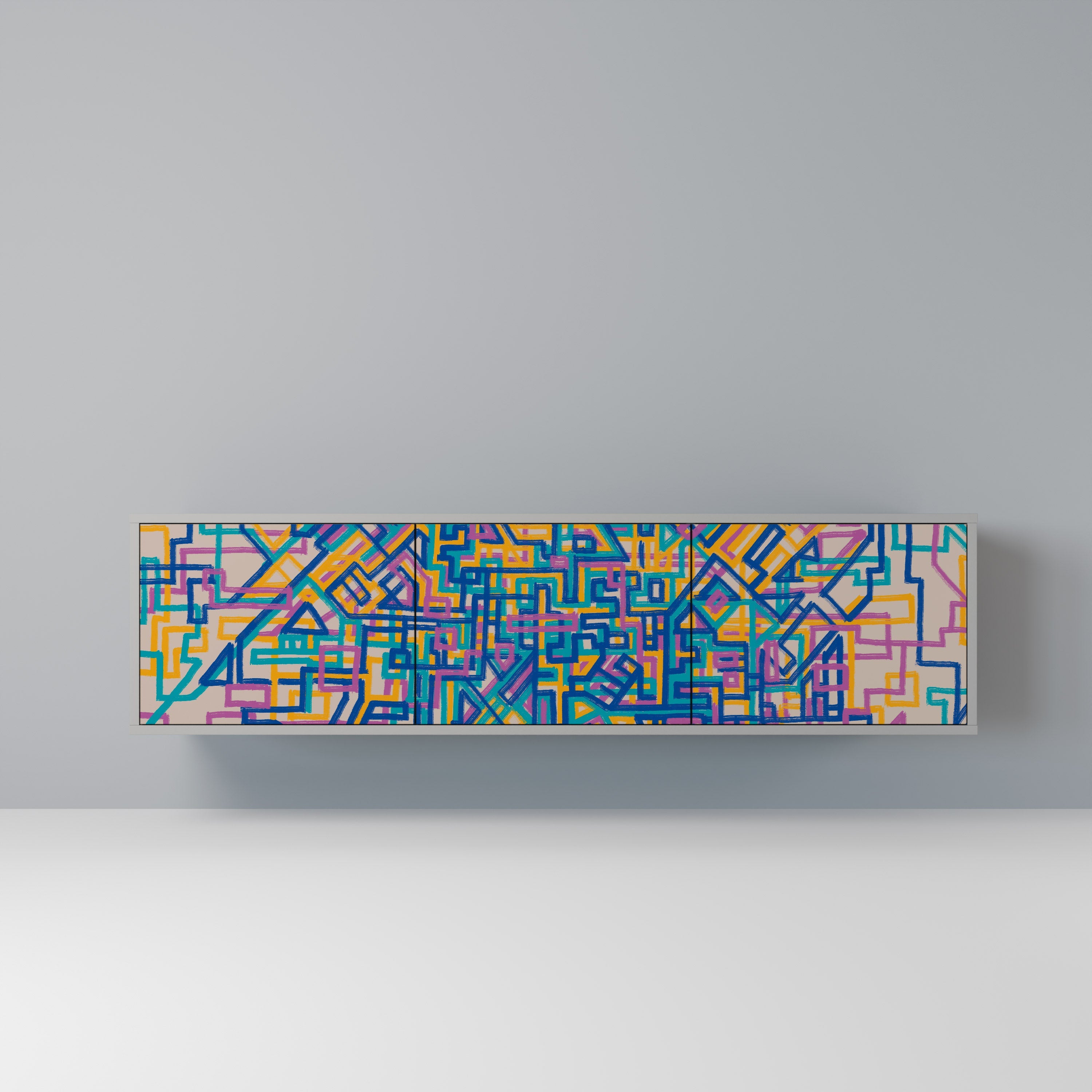 MEMORIES MAP TV-Lowboard mit 3 Türen in Grau