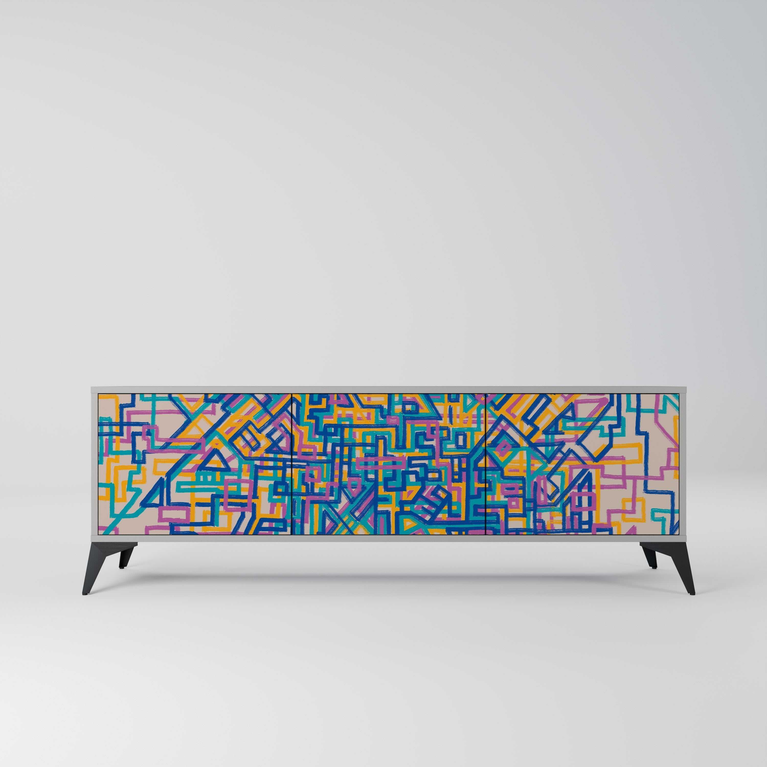 MEMORIES MAP TV-Lowboard mit 3 Türen in Grau