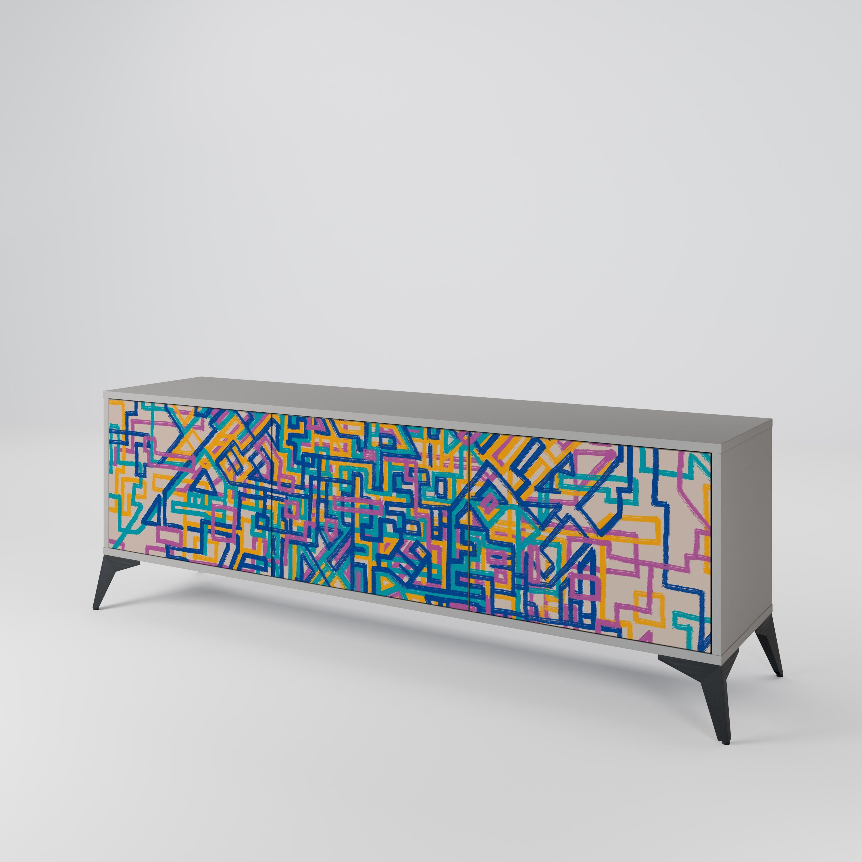 MEMORIES MAP TV-Lowboard mit 3 Türen in Grau