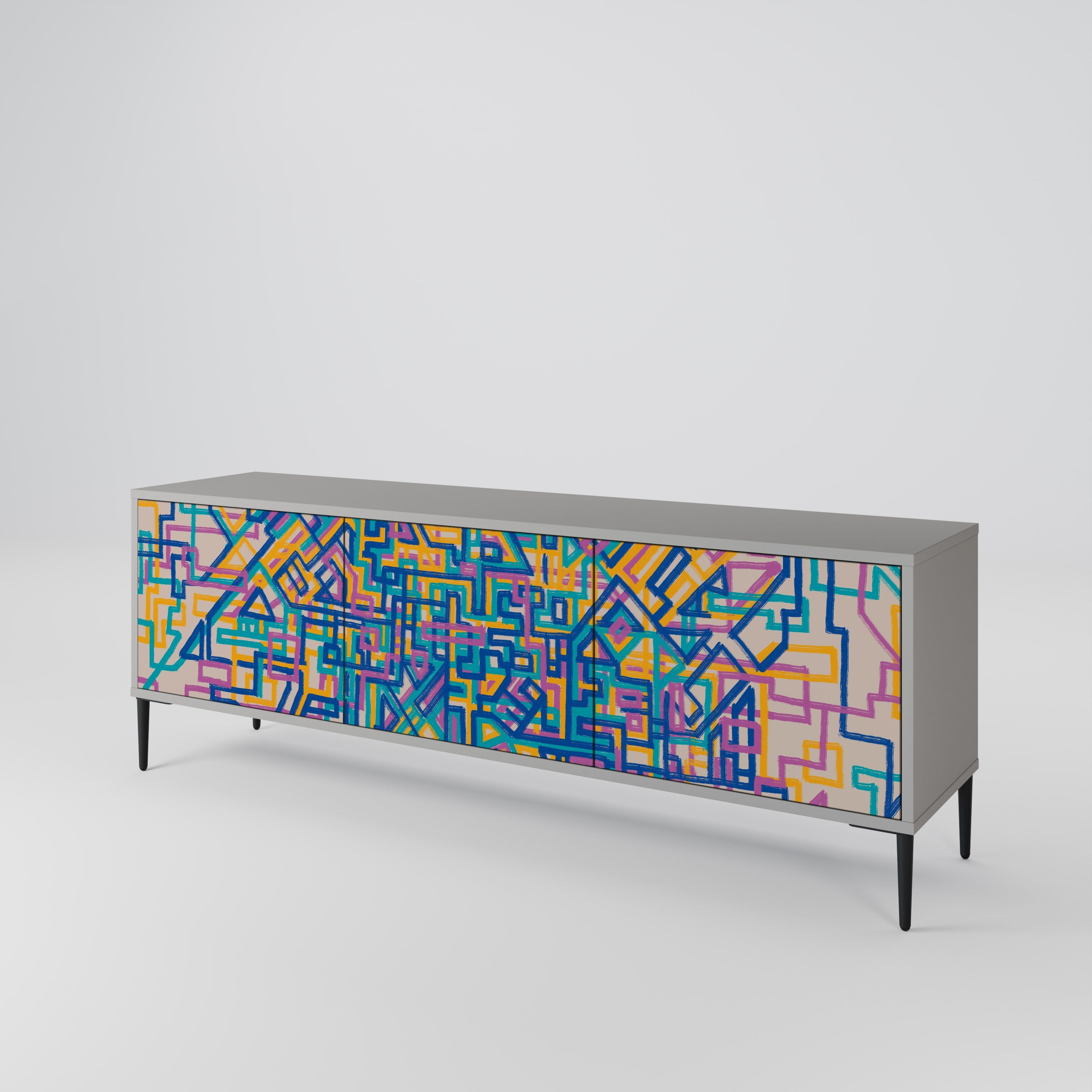 MEMORIES MAP TV-Lowboard mit 3 Türen in Grau