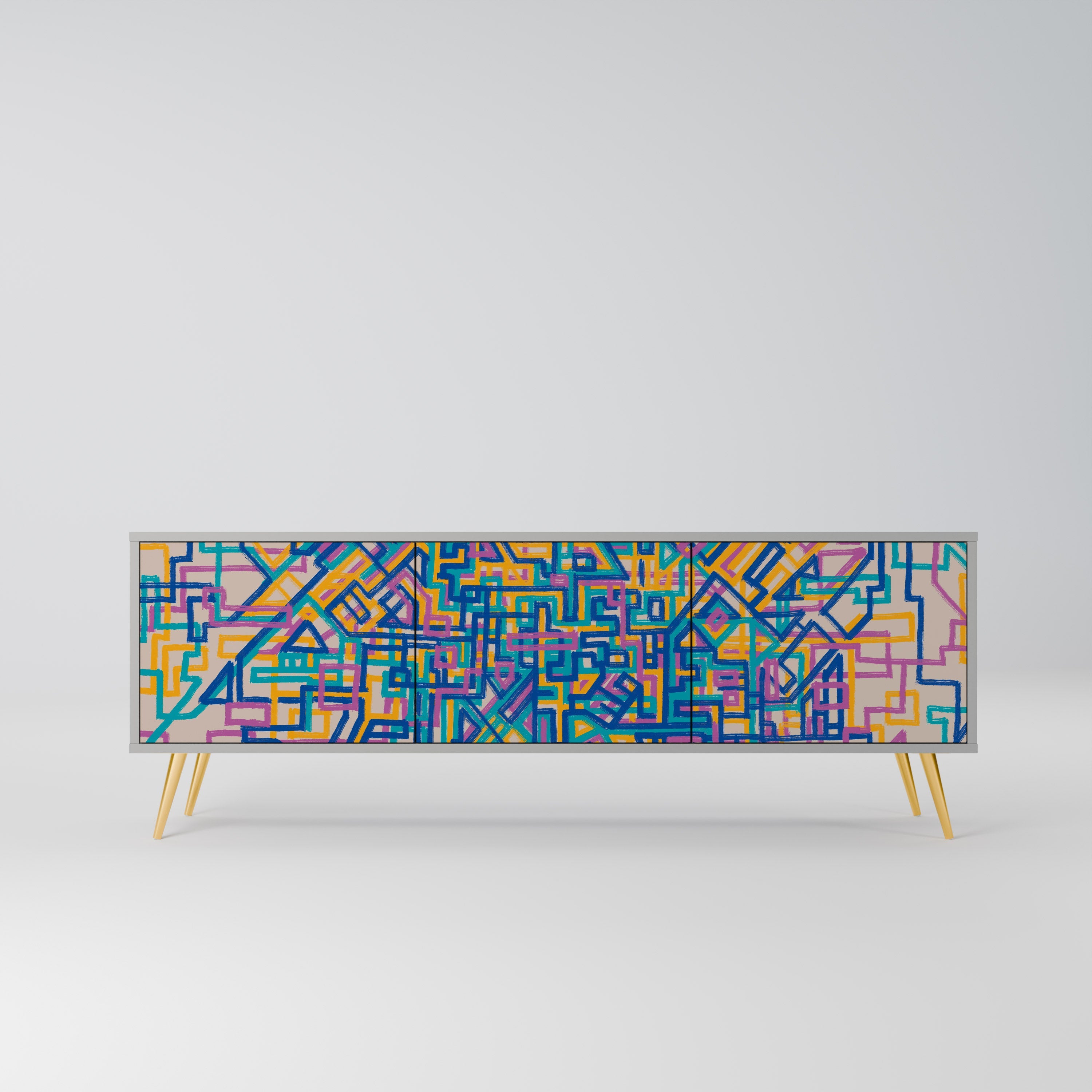 MEMORIES MAP TV-Lowboard mit 3 Türen in Grau