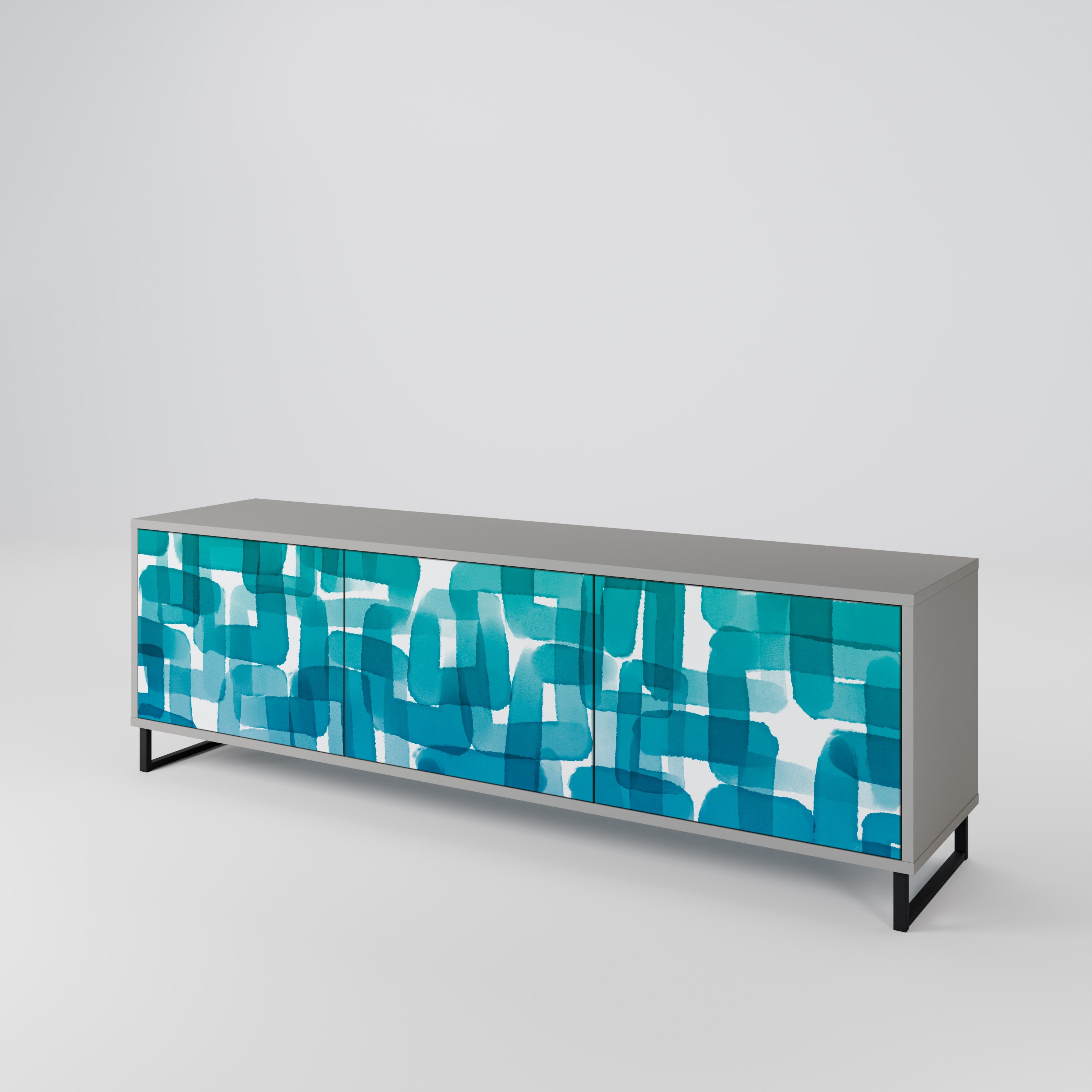 TURQUOISE RECTANGLES 3-türiges TV-Lowboard