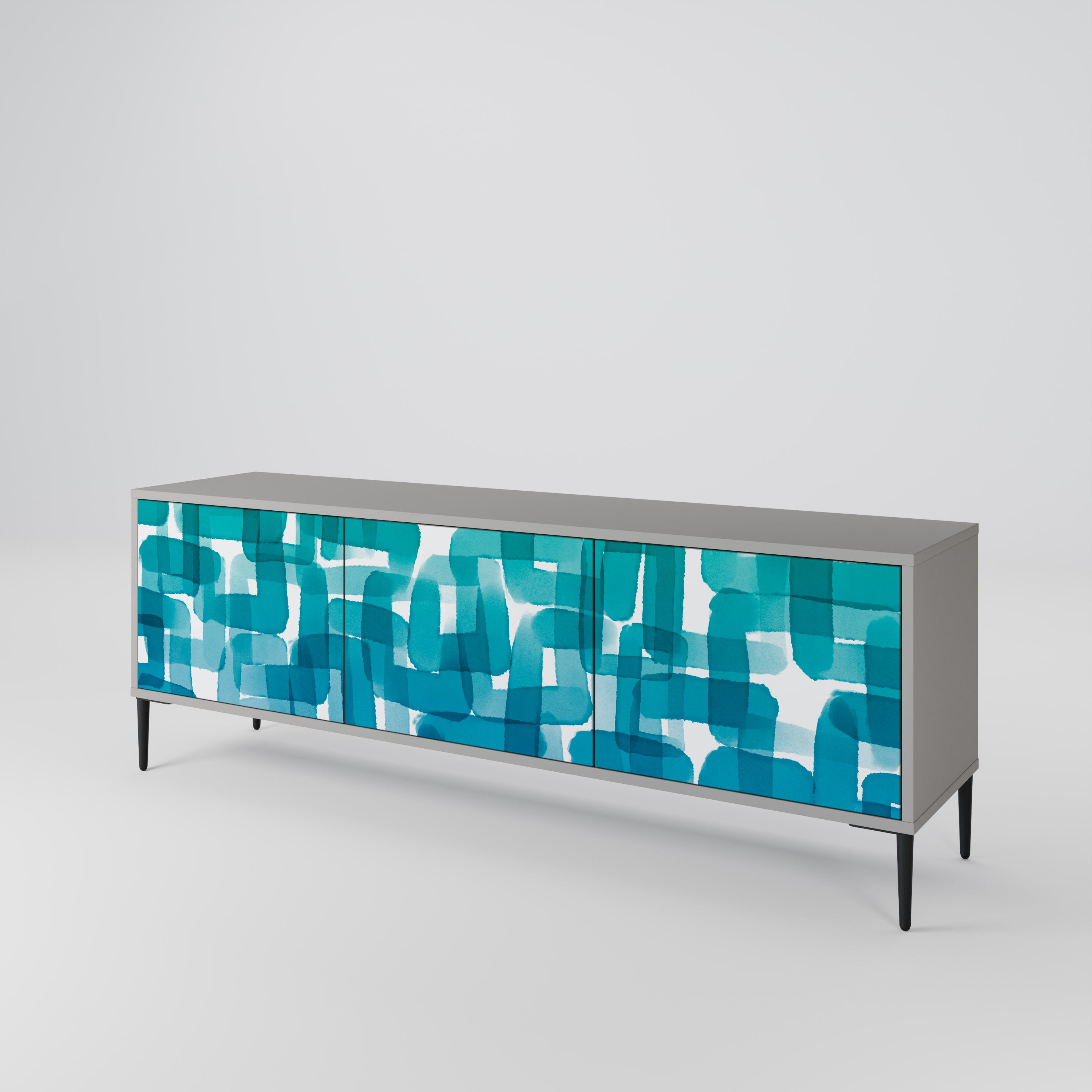 TURQUOISE RECTANGLES 3-türiges TV-Lowboard