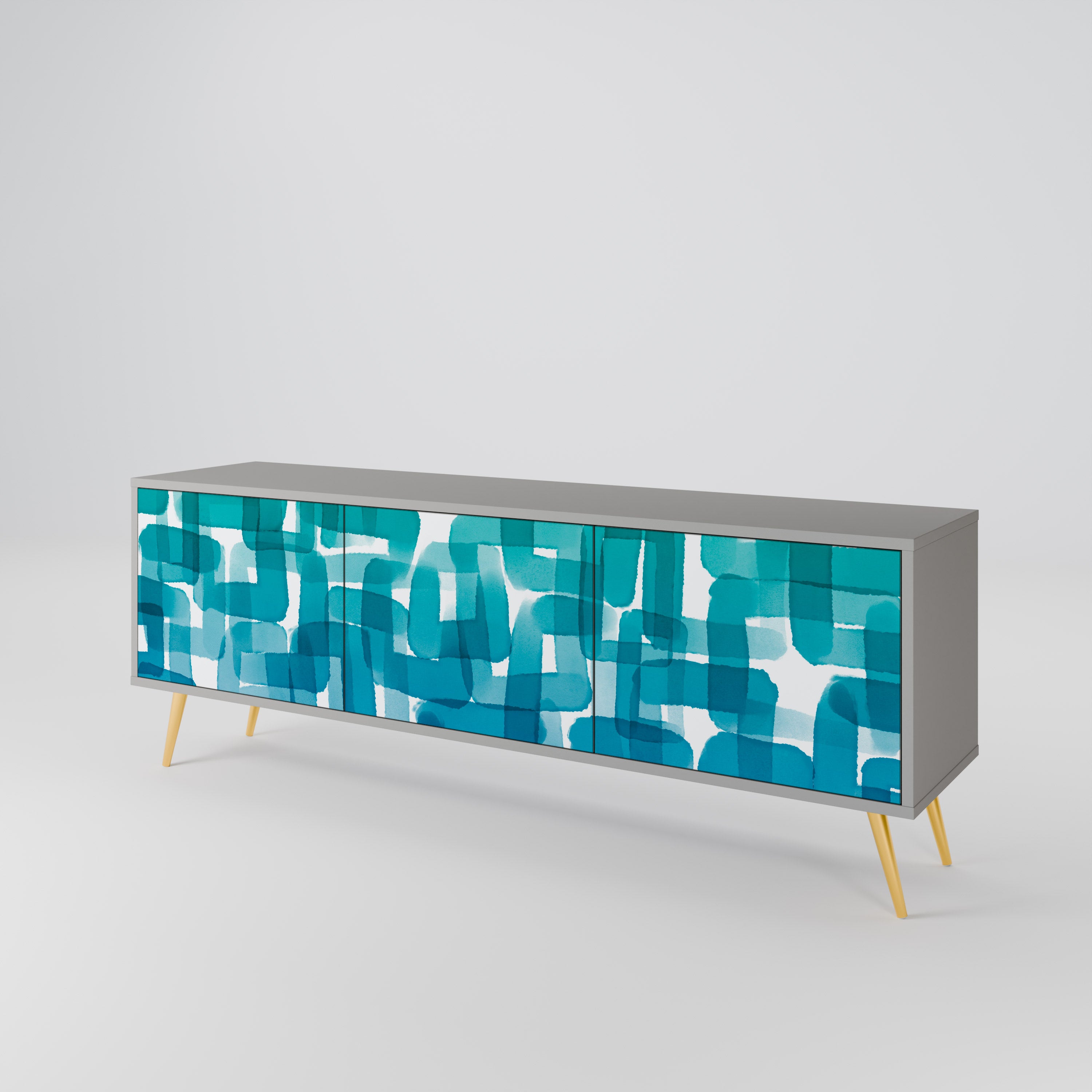 TURQUOISE RECTANGLES 3-türiges TV-Lowboard