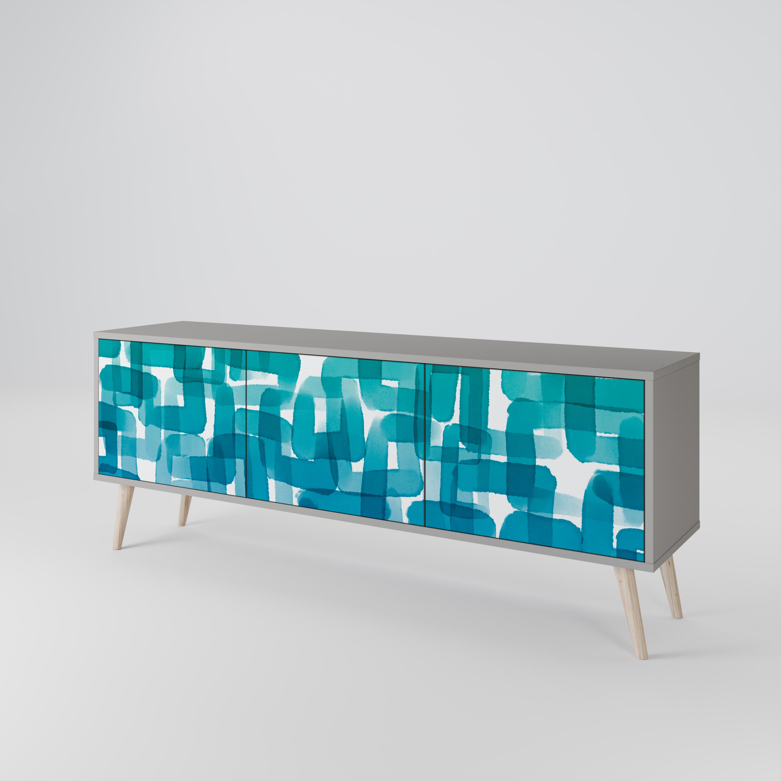TURQUOISE RECTANGLES 3-türiges TV-Lowboard