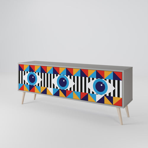 ABSTRACTION AND GEOMETRY TV-Lowboard mit 3 Türen in Grau