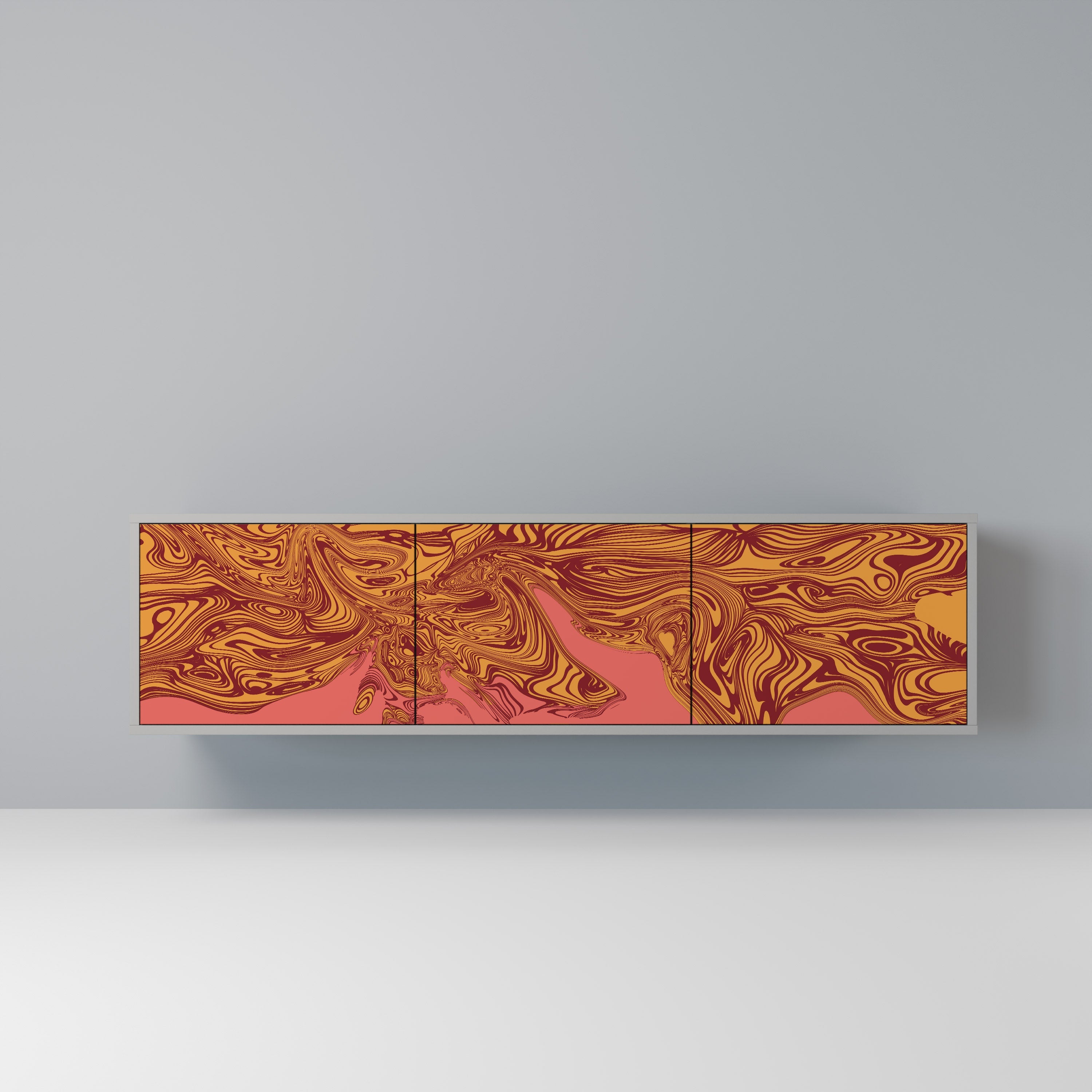 FLOATING THOUGHTS 3-Door TV Stand in Grey Finish