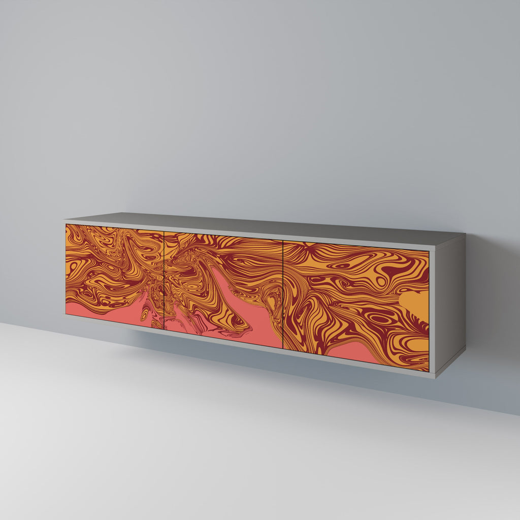 FLOATING THOUGHTS 3-Door TV Stand in Grey Finish