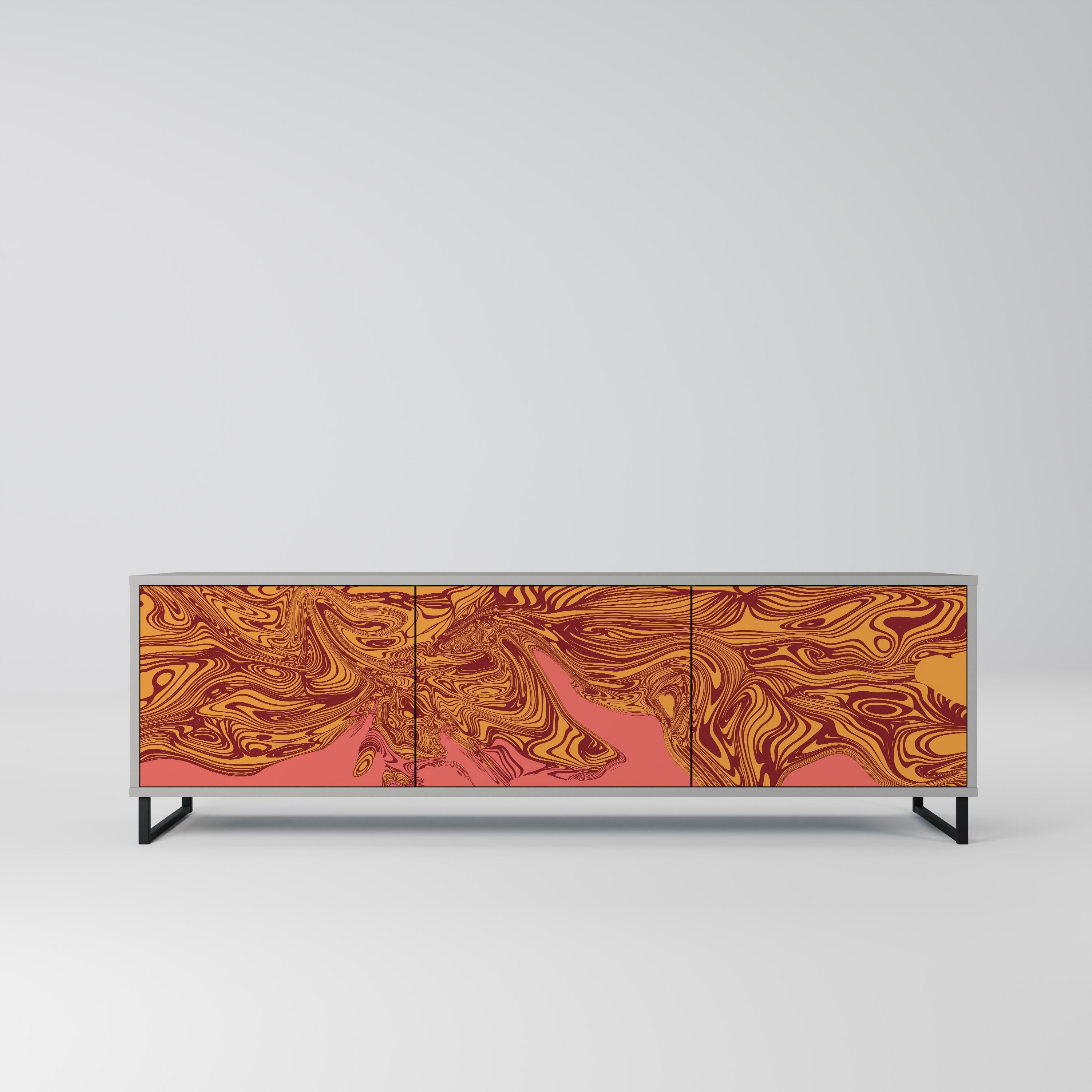 FLOATING THOUGHTS 3-Door TV Stand in Grey Finish