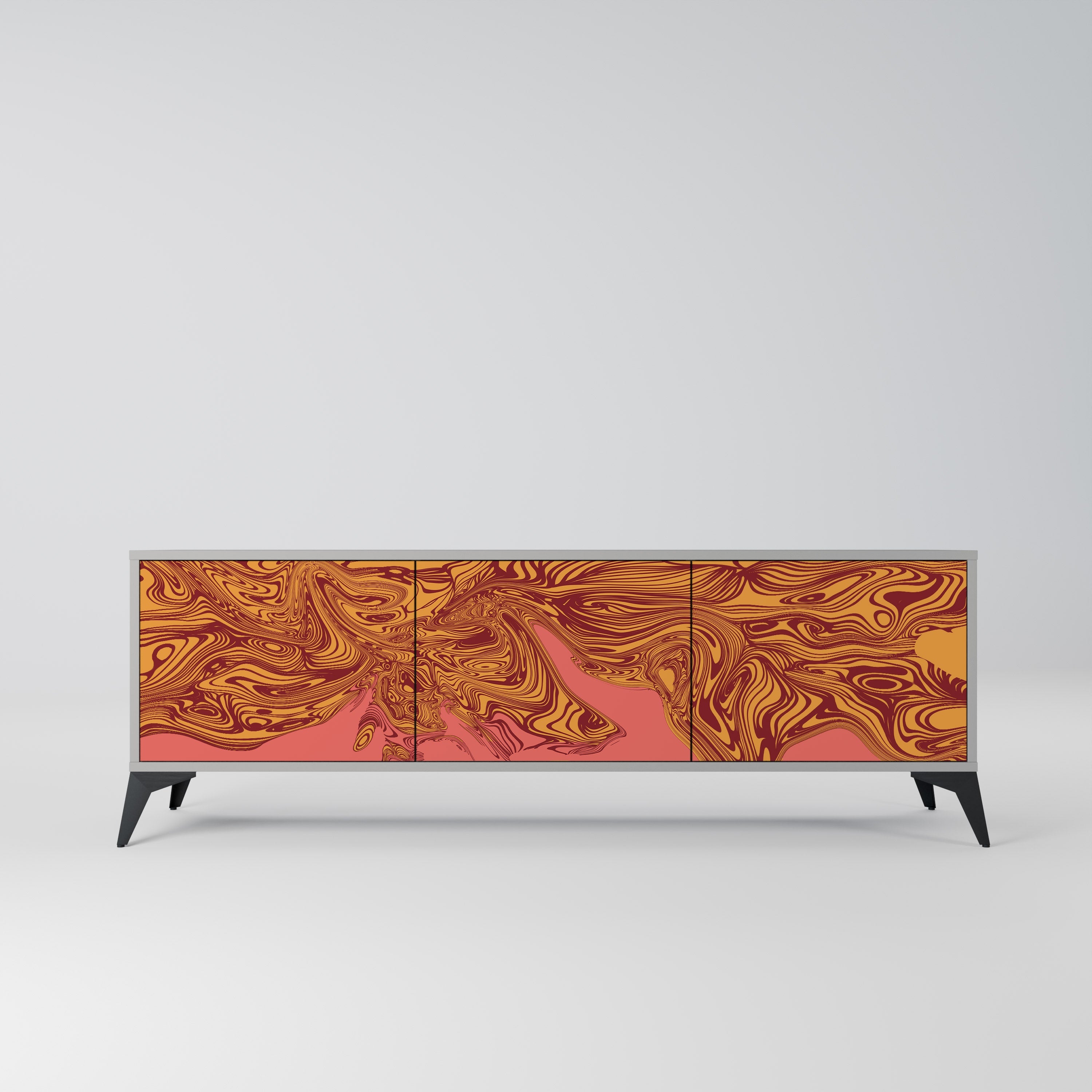 FLOATING THOUGHTS 3-Door TV Stand in Grey Finish