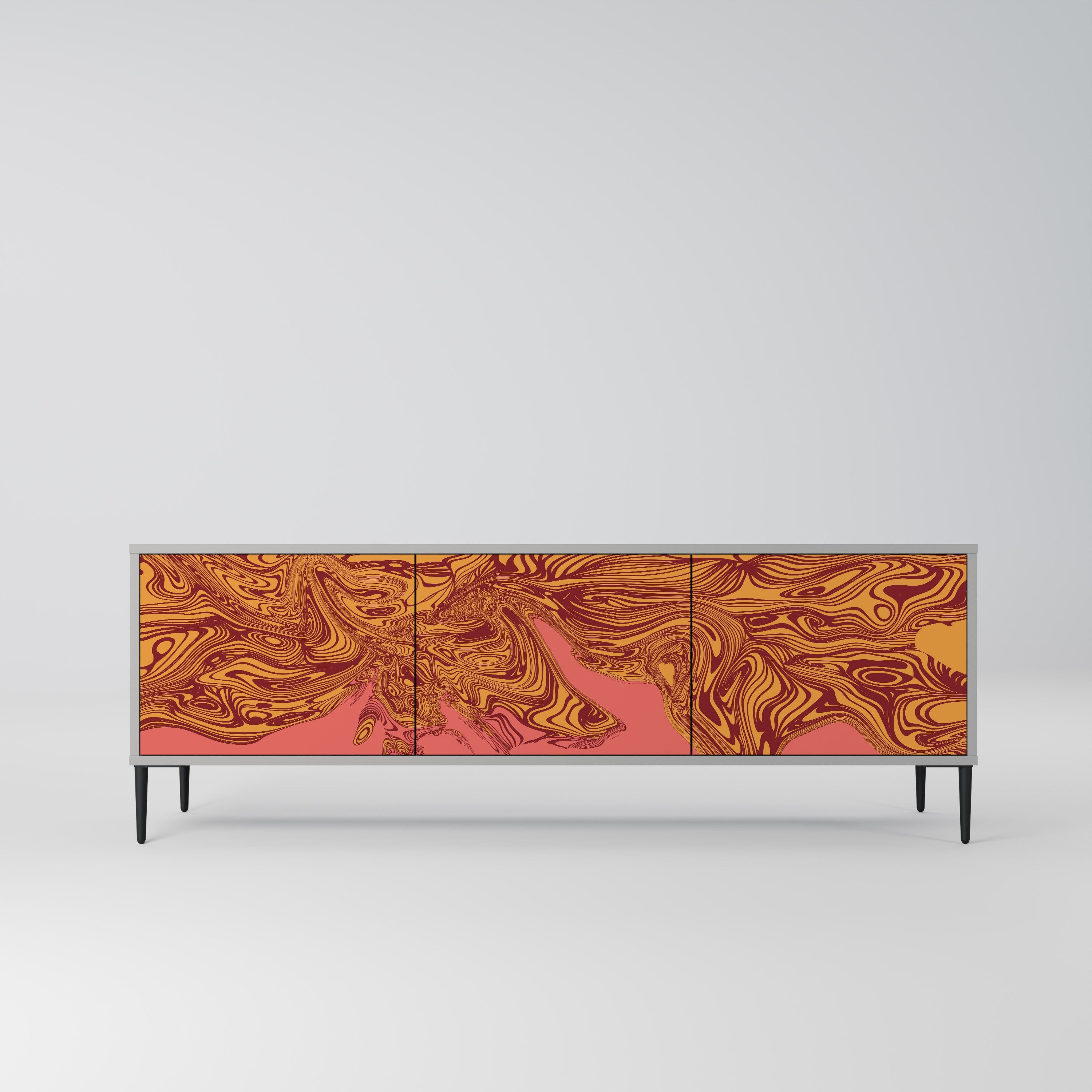 FLOATING THOUGHTS 3-Door TV Stand in Grey Finish