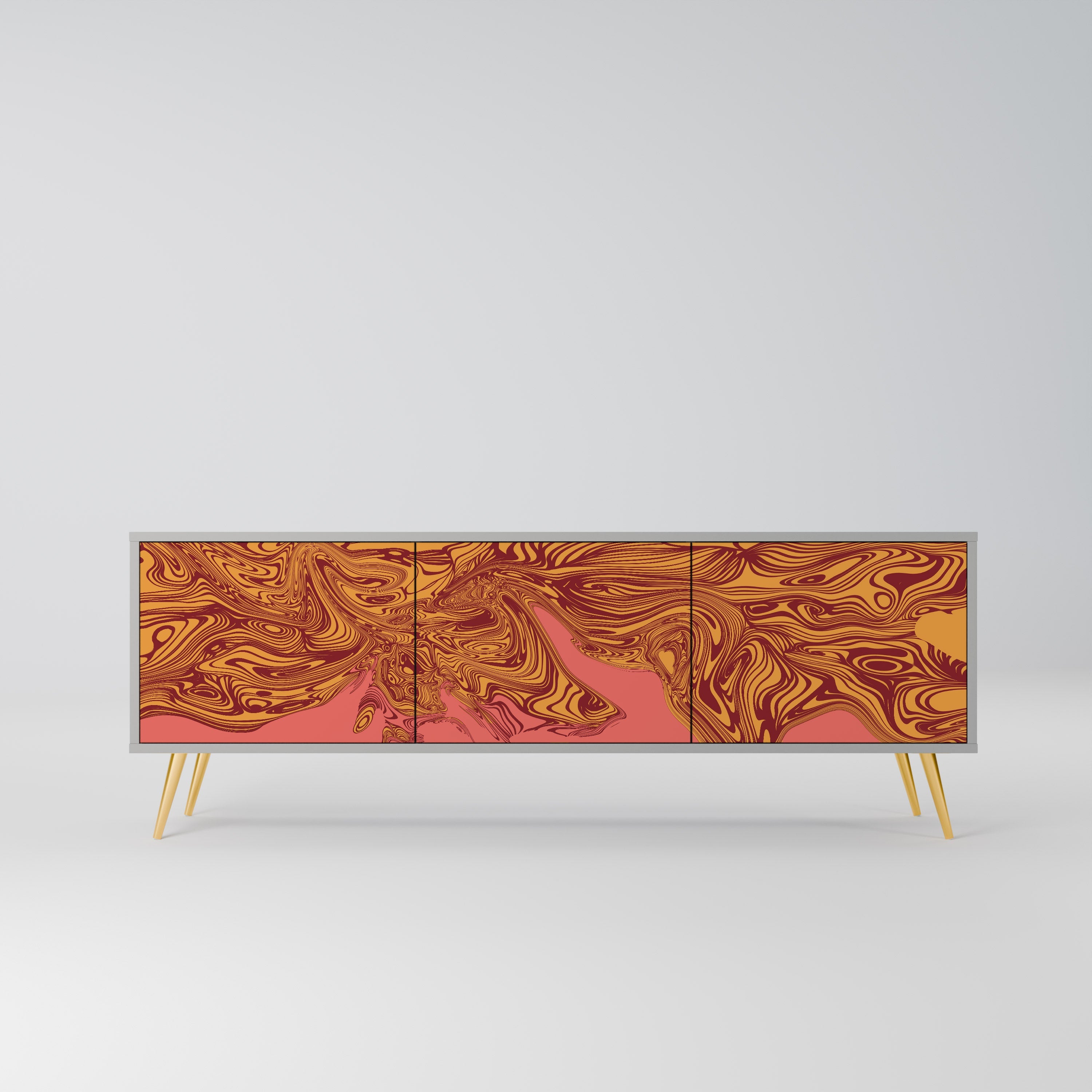 FLOATING THOUGHTS 3-Door TV Stand in Grey Finish