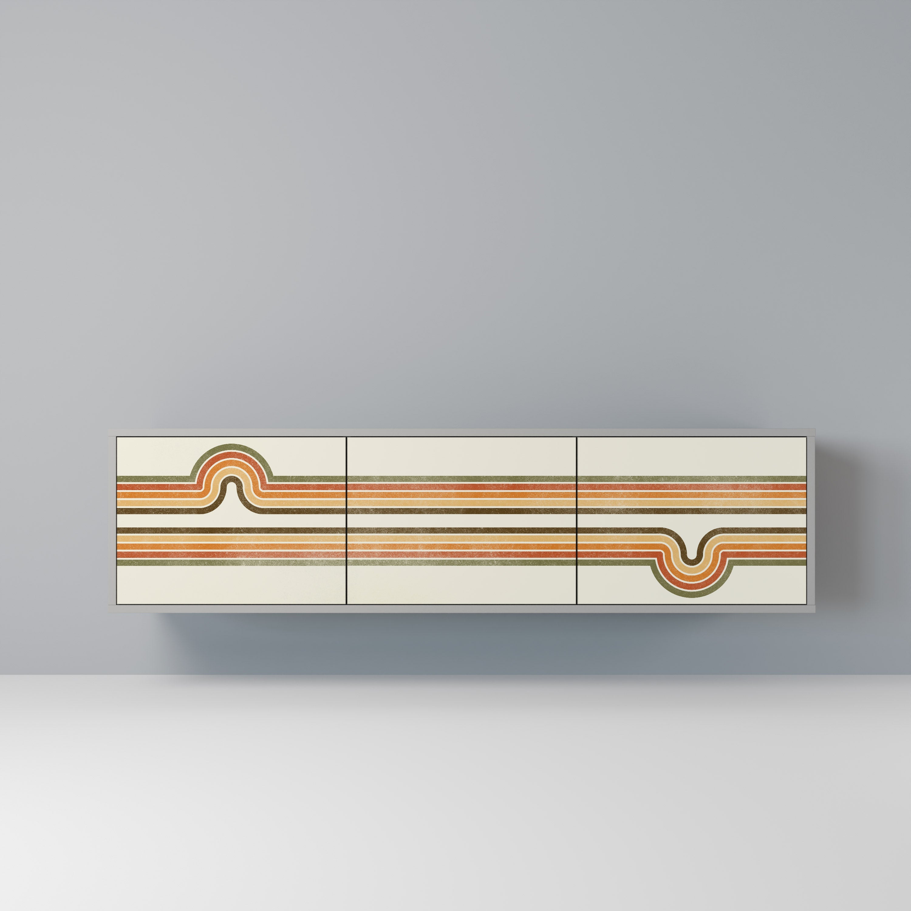 EXCEPTIONAL STREAM 3-Door TV Stand in Grey Finish