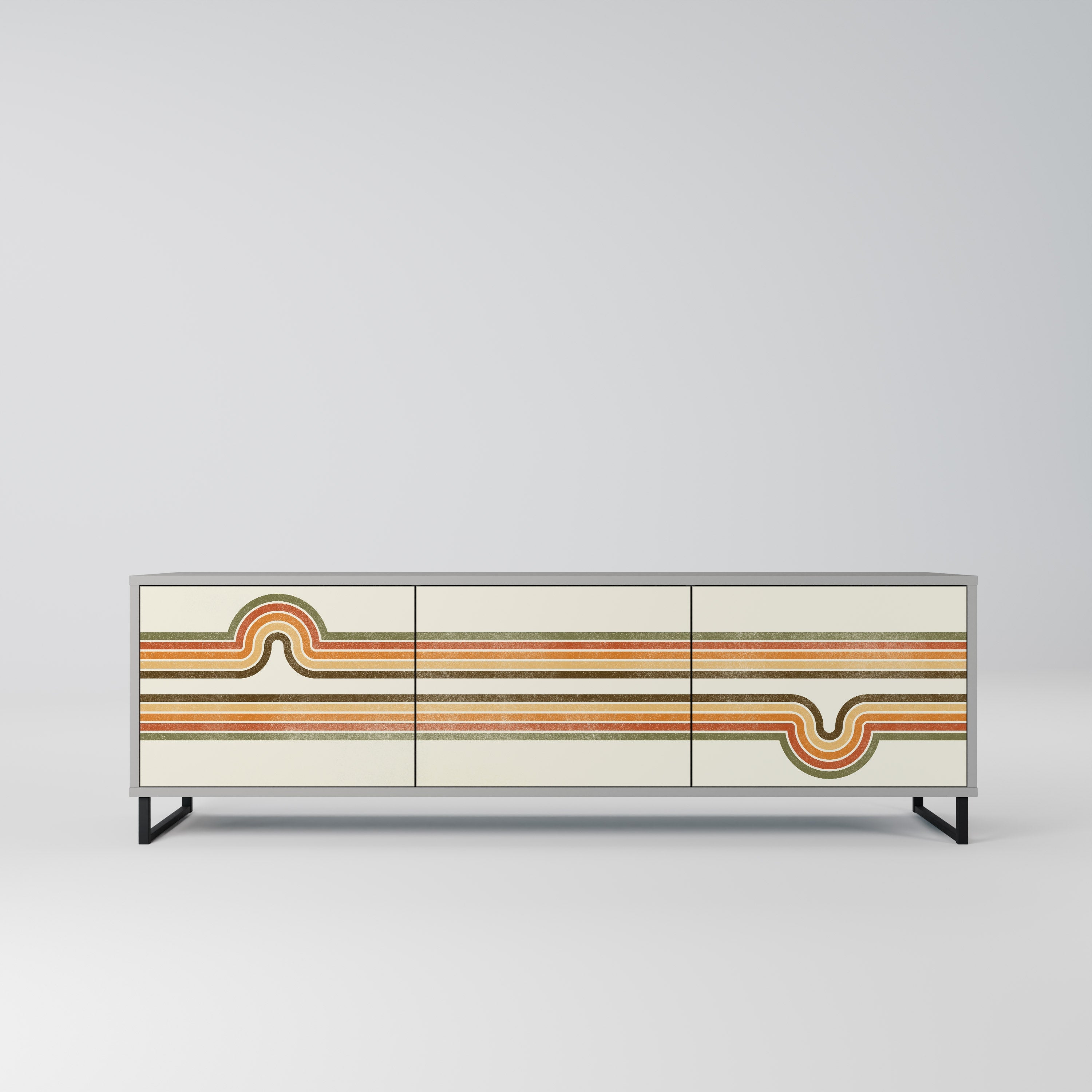 EXCEPTIONAL STREAM 3-Door TV Stand in Grey Finish