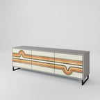 EXCEPTIONAL STREAM 3-Door TV Stand in Grey Finish