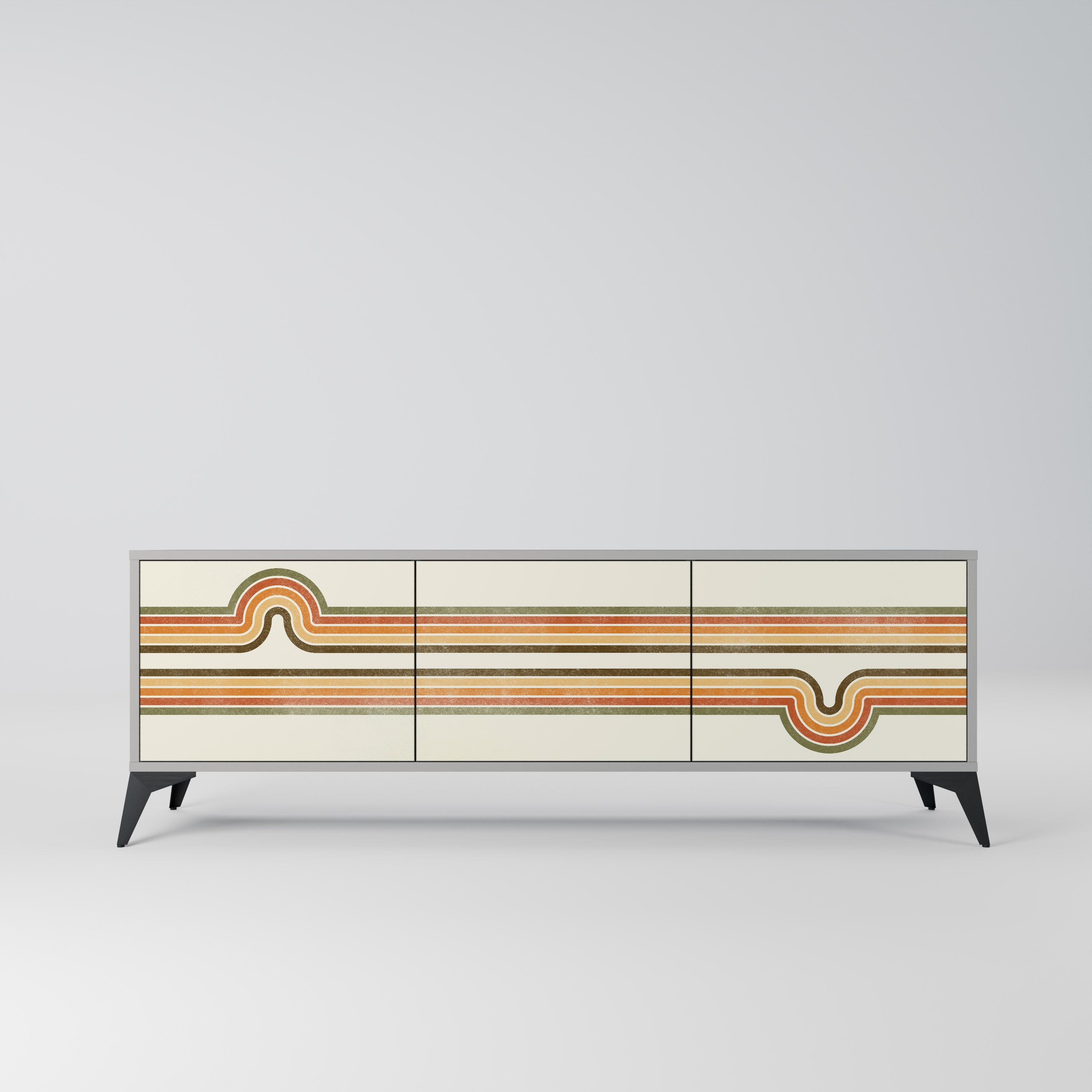 EXCEPTIONAL STREAM 3-Door TV Stand in Grey Finish