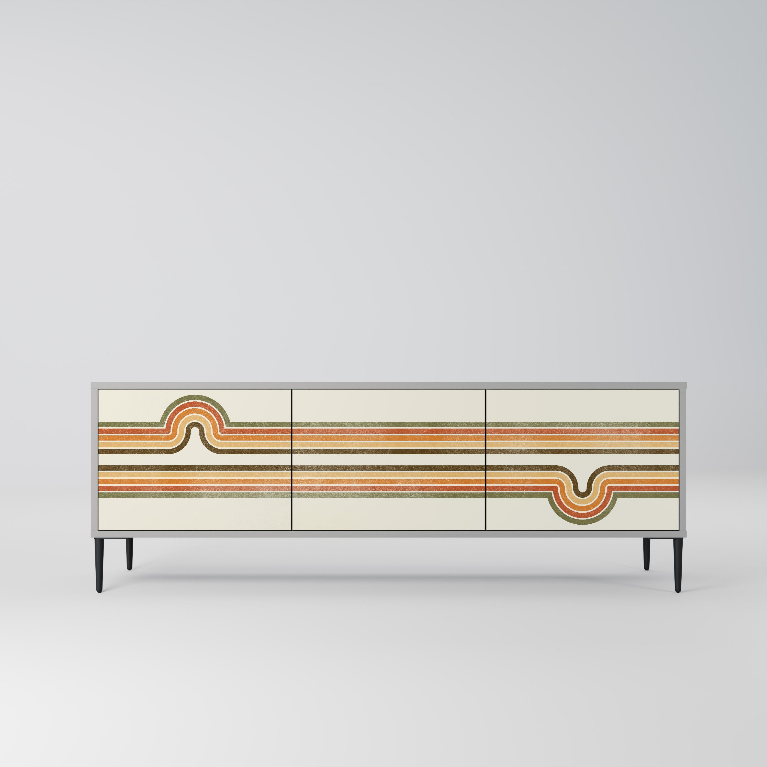 EXCEPTIONAL STREAM 3-Door TV Stand in Grey Finish