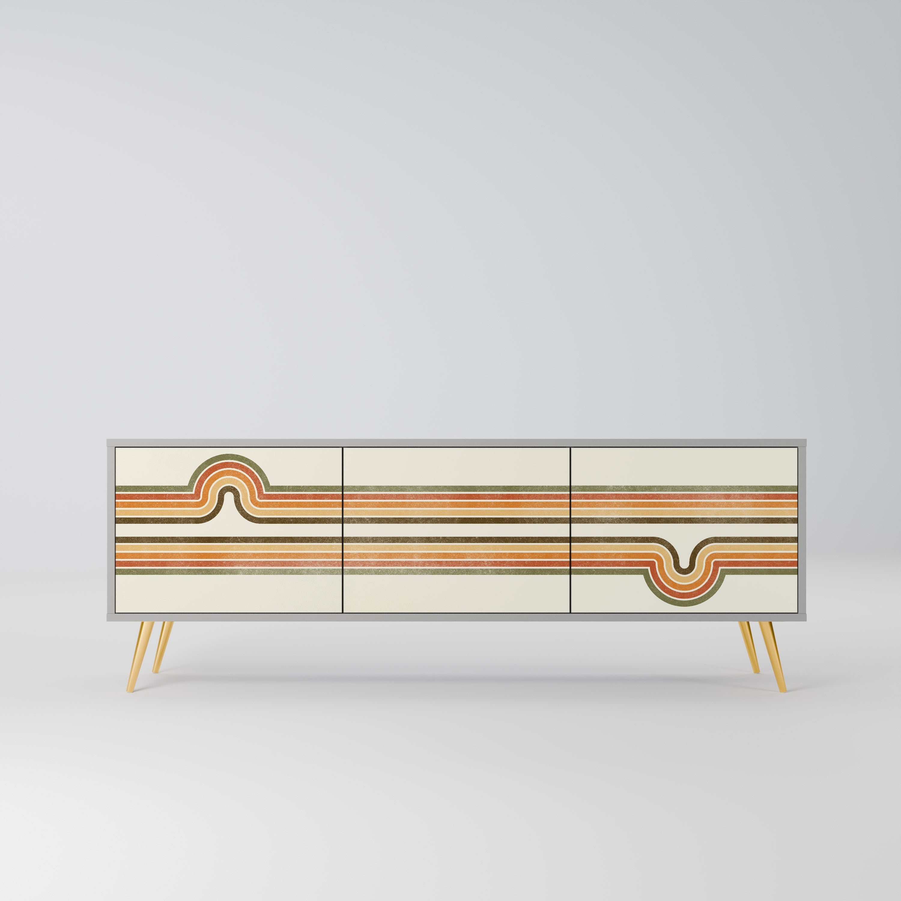 EXCEPTIONAL STREAM 3-Door TV Stand in Grey Finish