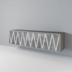 SOLID ZIG ZAG 3-Door TV Stand in Grey Finish