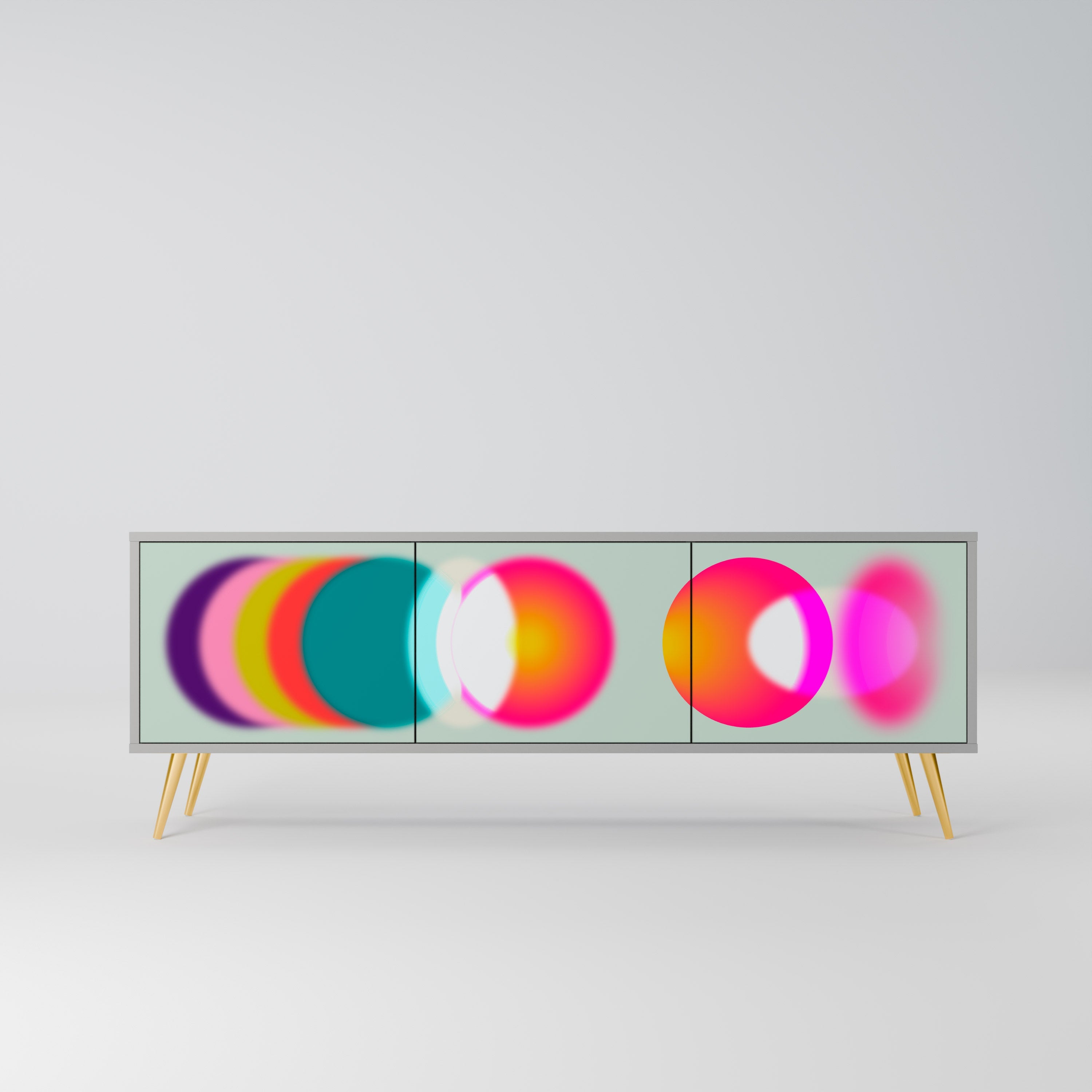 SYMPHONY OF COLORS 3-Door TV Stand in Grey Finish