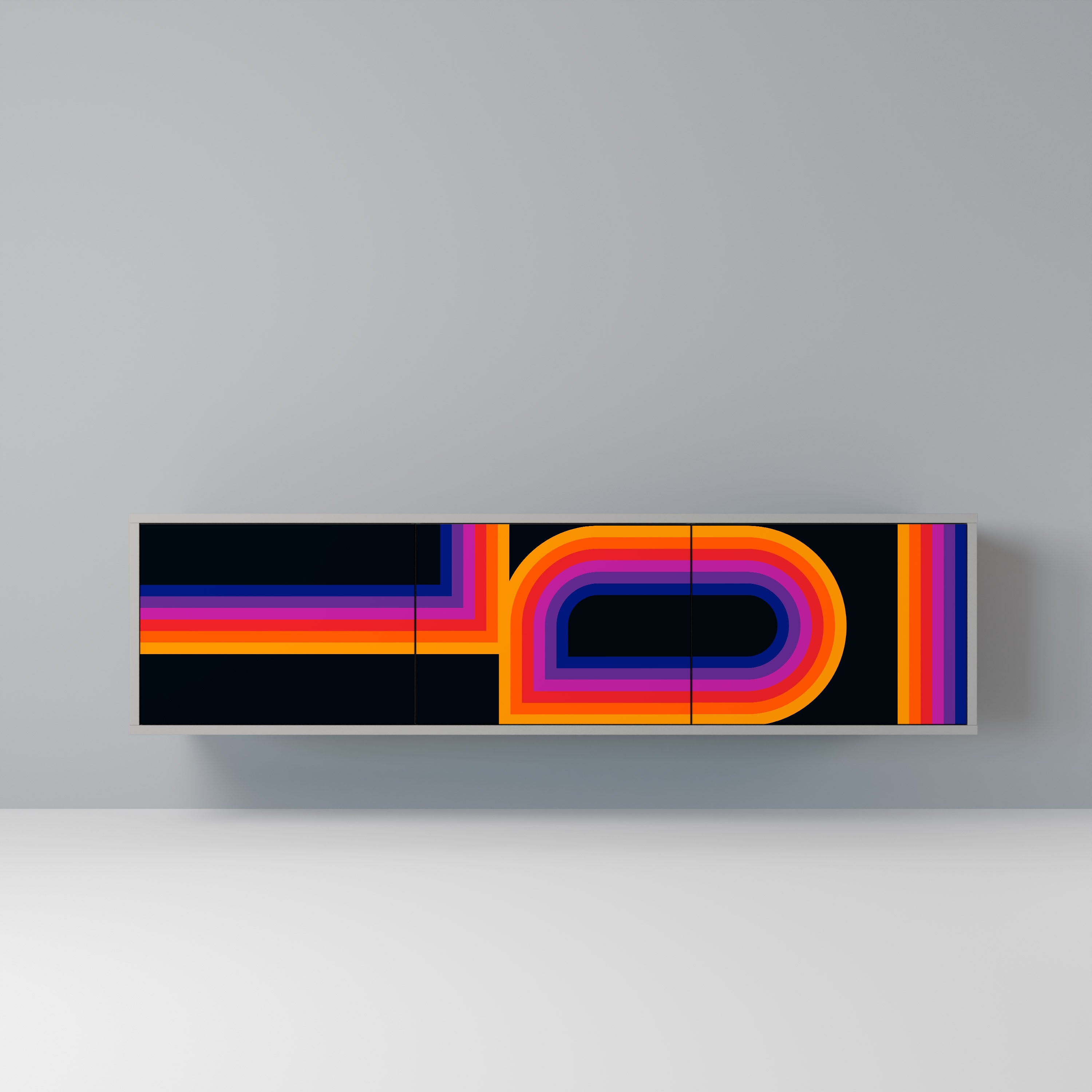 BLINDED BY THE LIGHTS 3-Door TV Stand in Grey Finish