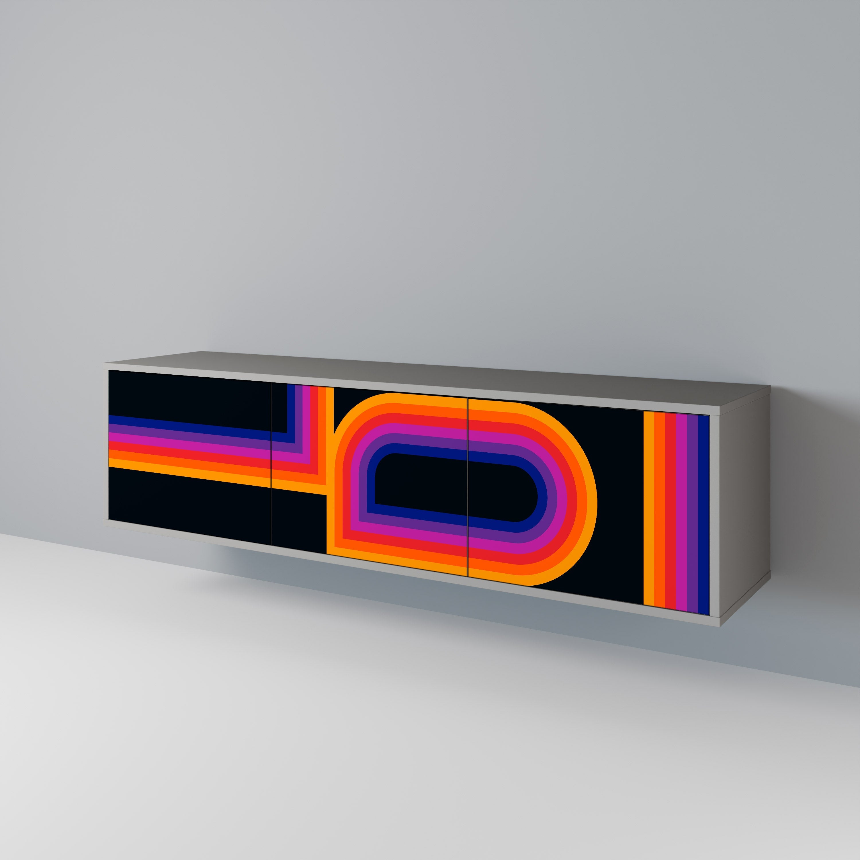 BLINDED BY THE LIGHTS TV-Lowboard mit 3 Türen in Grau